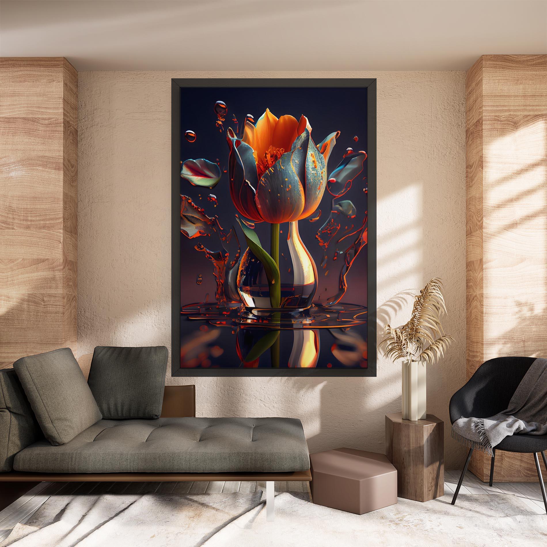 Leinwandbild Black Tulip In Vase mockup 8