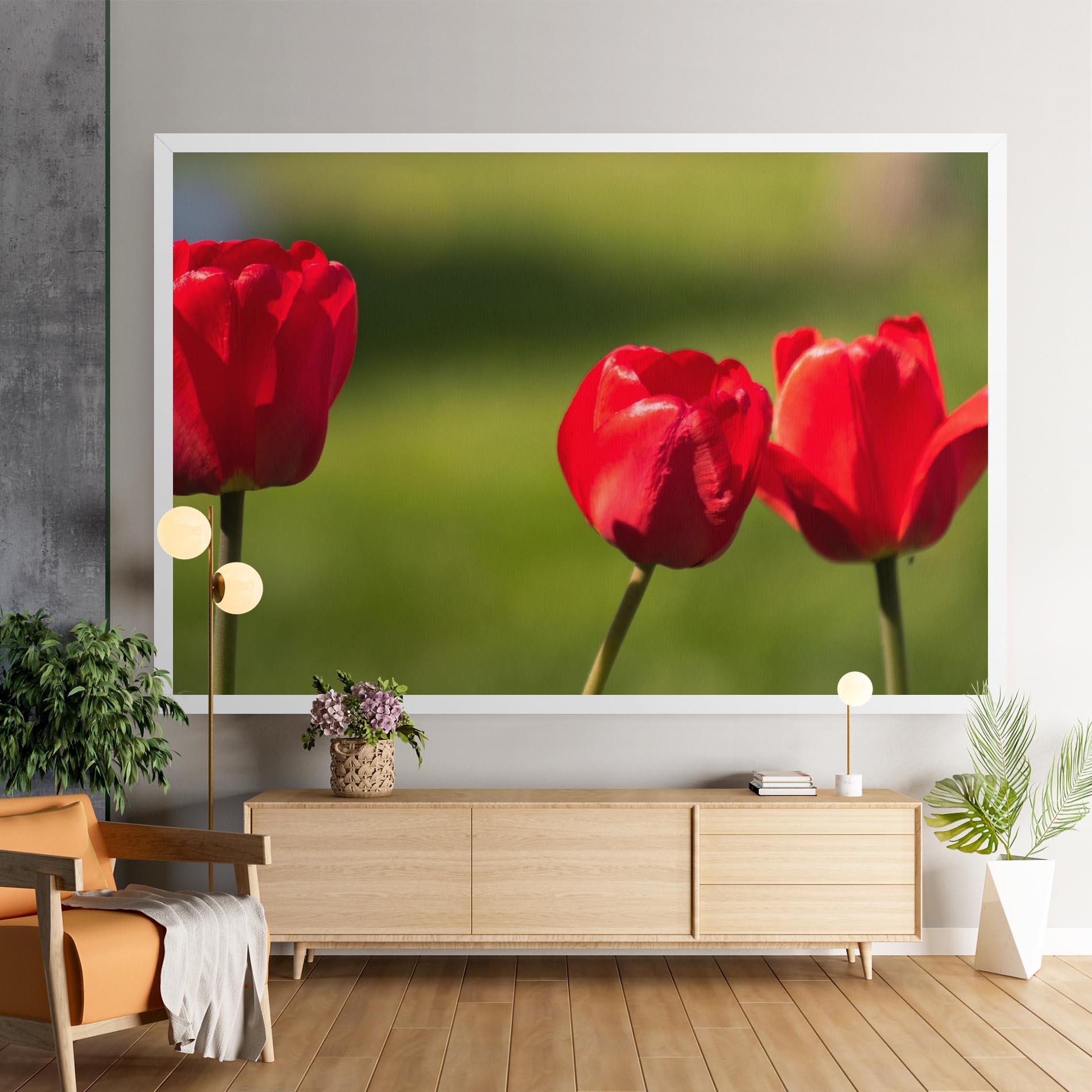 Leinwandbild 3 Red Tulips mockup 9