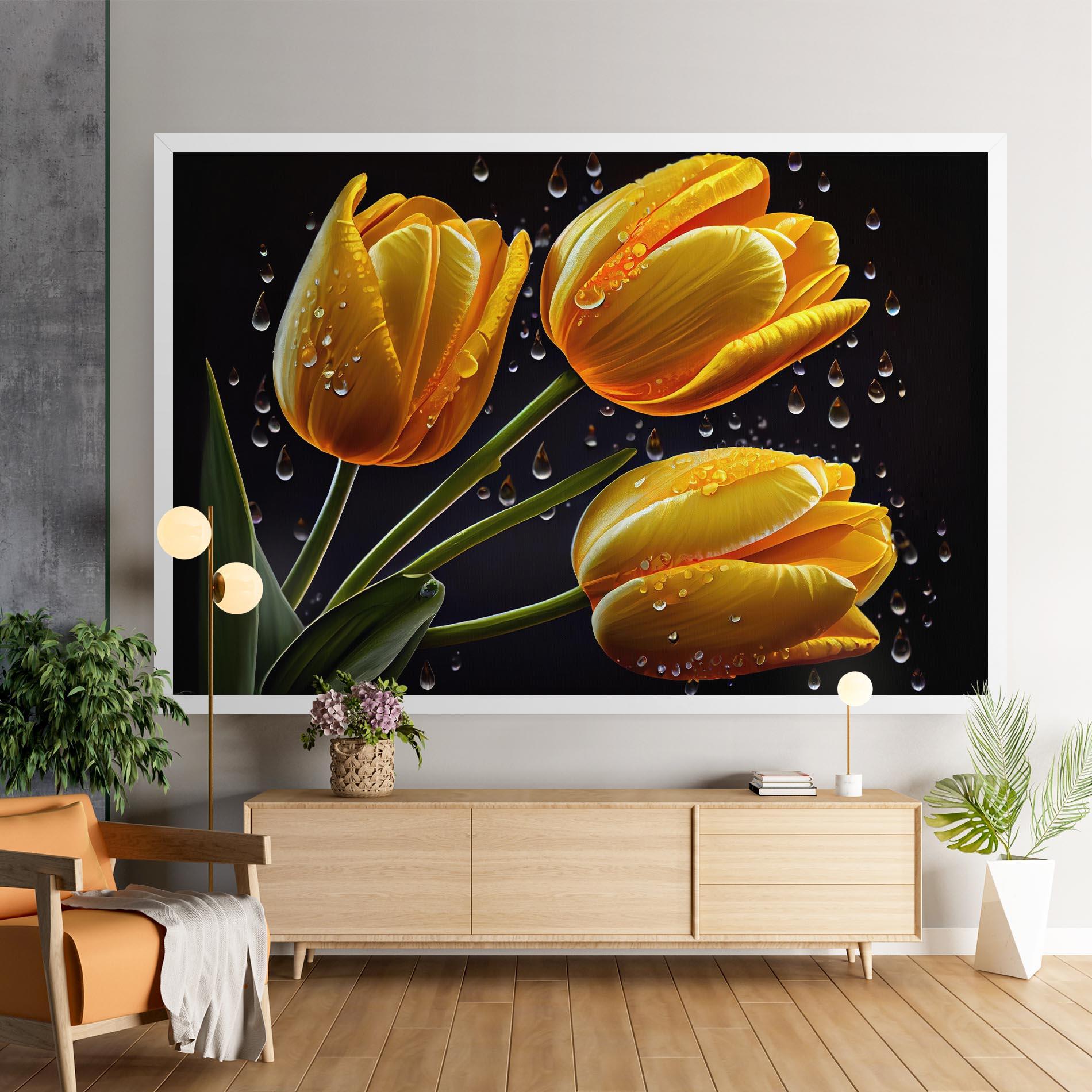 Leinwandbild 3 Yellow Tulips mockup 9