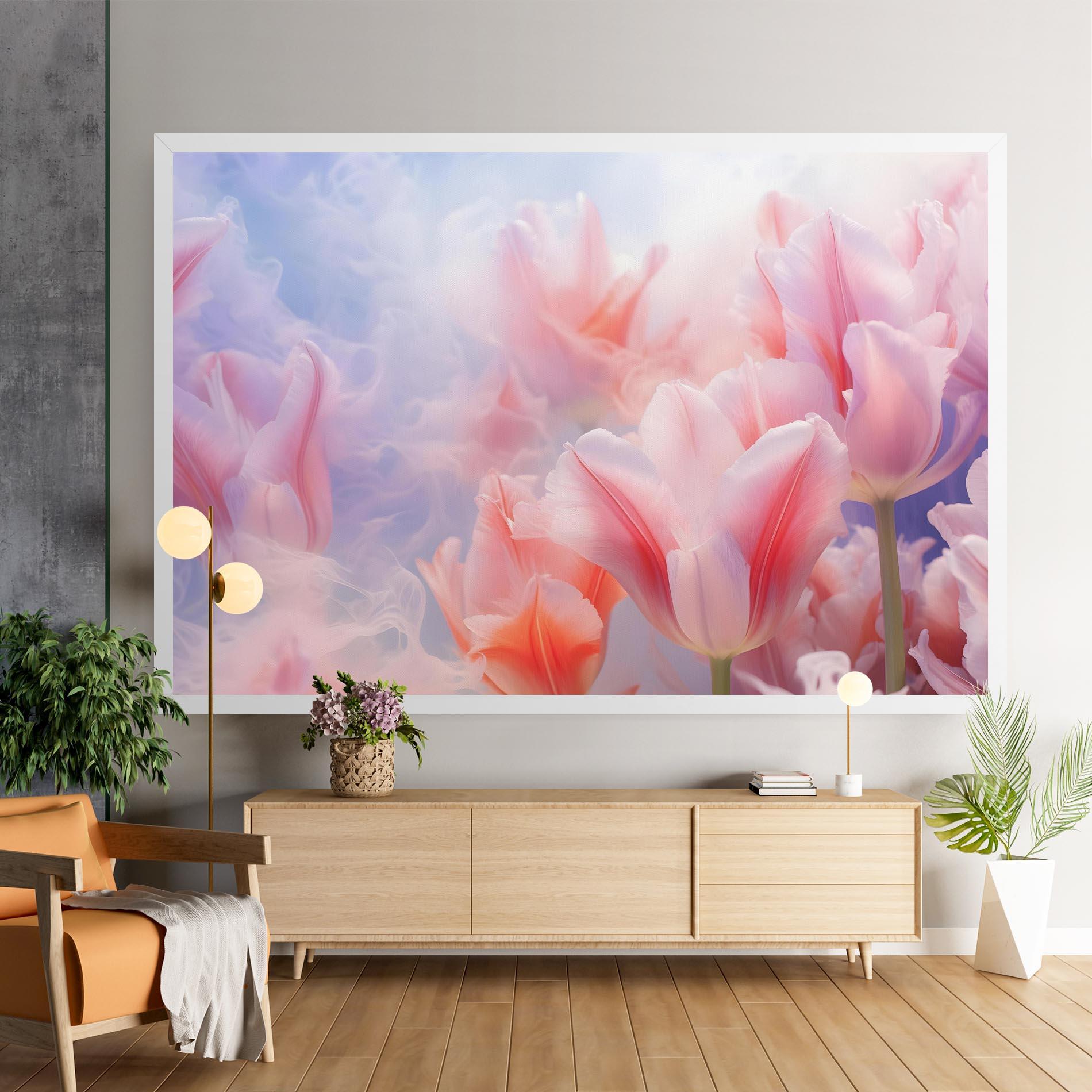 Leinwandbild Dreamy Pink Tulips mockup 9
