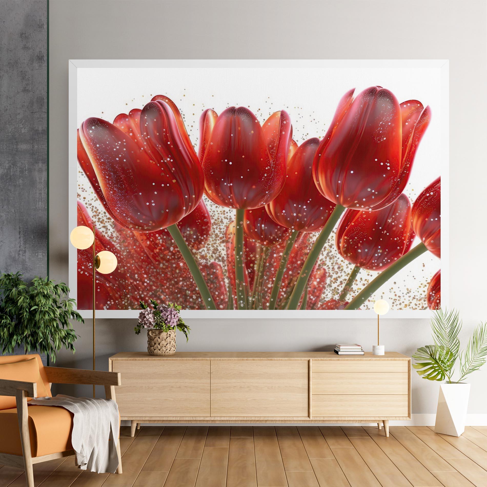 Leinwandbild Glitter Red Tulips mockup 9
