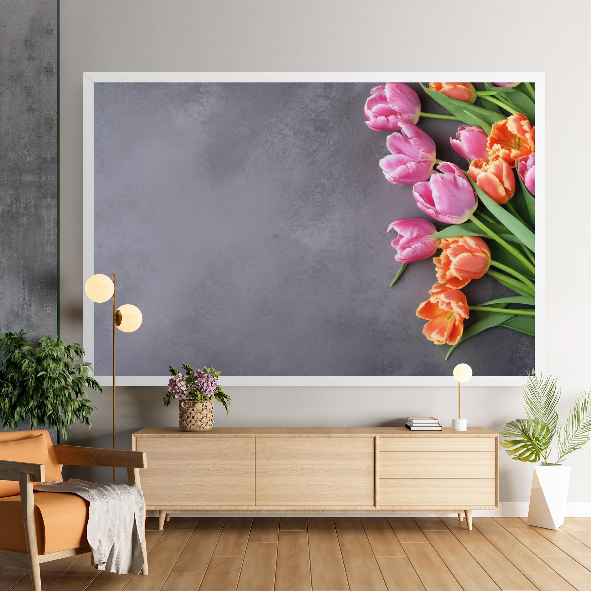 Leinwandbild Light Orange Pink Tulips mockup 9