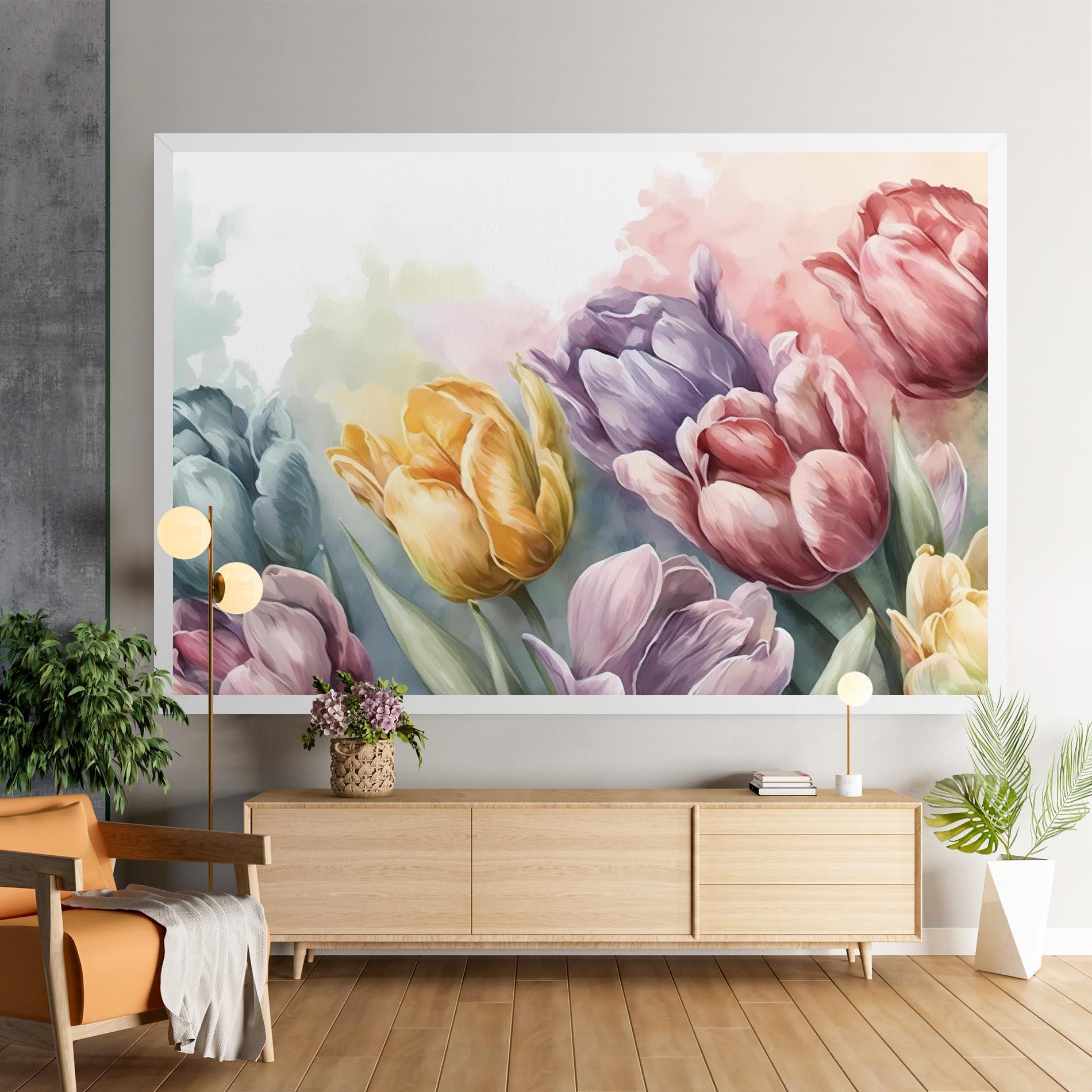 Leinwandbild Pastel Tulips mockup 9