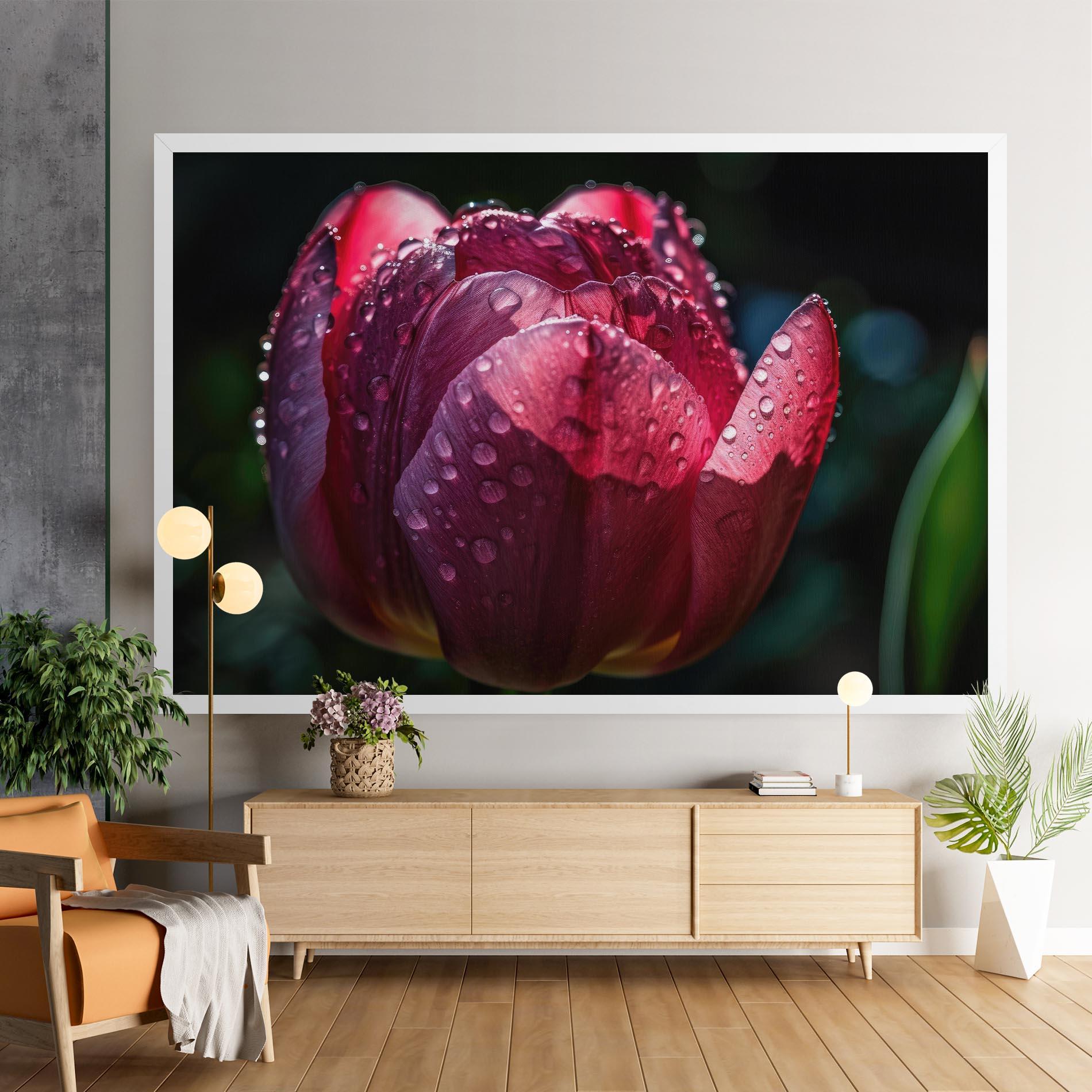 Leinwandbild Pink Tulip After Rain mockup 9