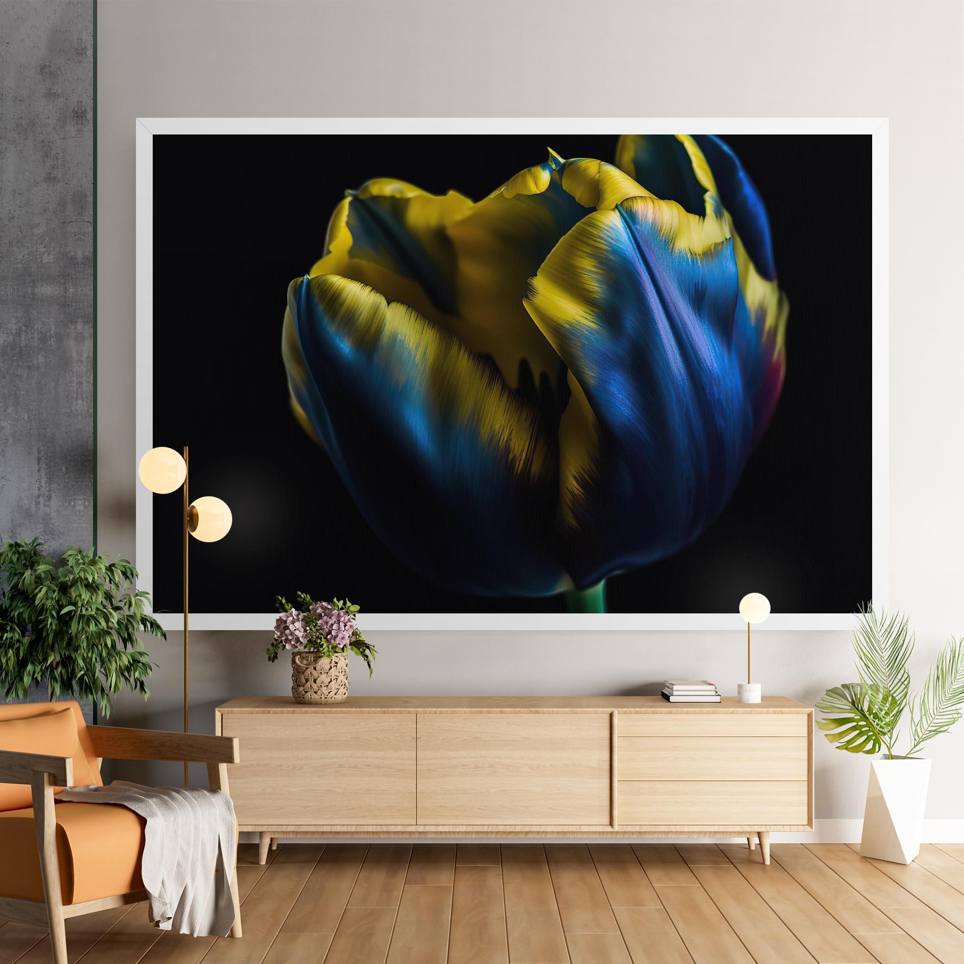 Leinwandbild Yellow Blue Tulip mockup 9