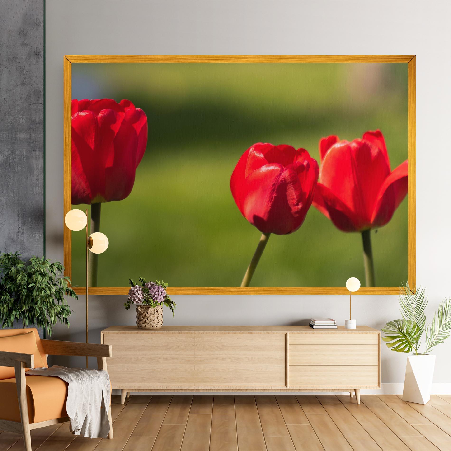 Leinwandbild 3 Red Tulips mockup 9