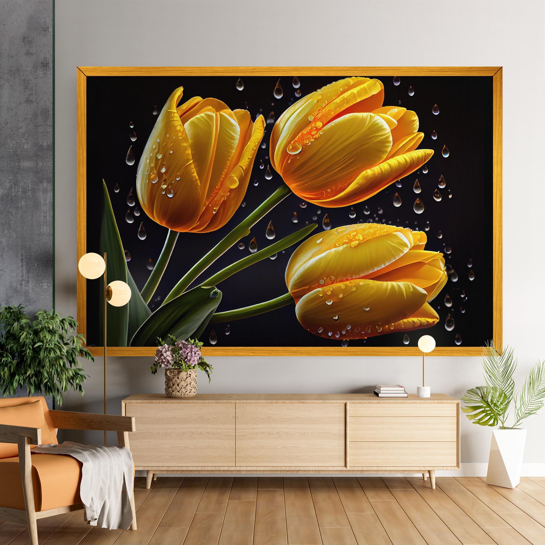 Leinwandbild 3 Yellow Tulips mockup 9