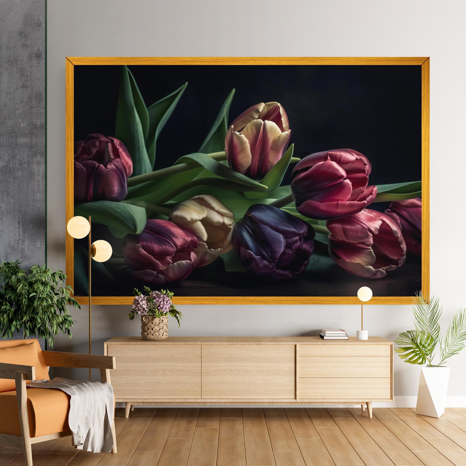 Leinwandbild Dark Purple Tulip mockup 9