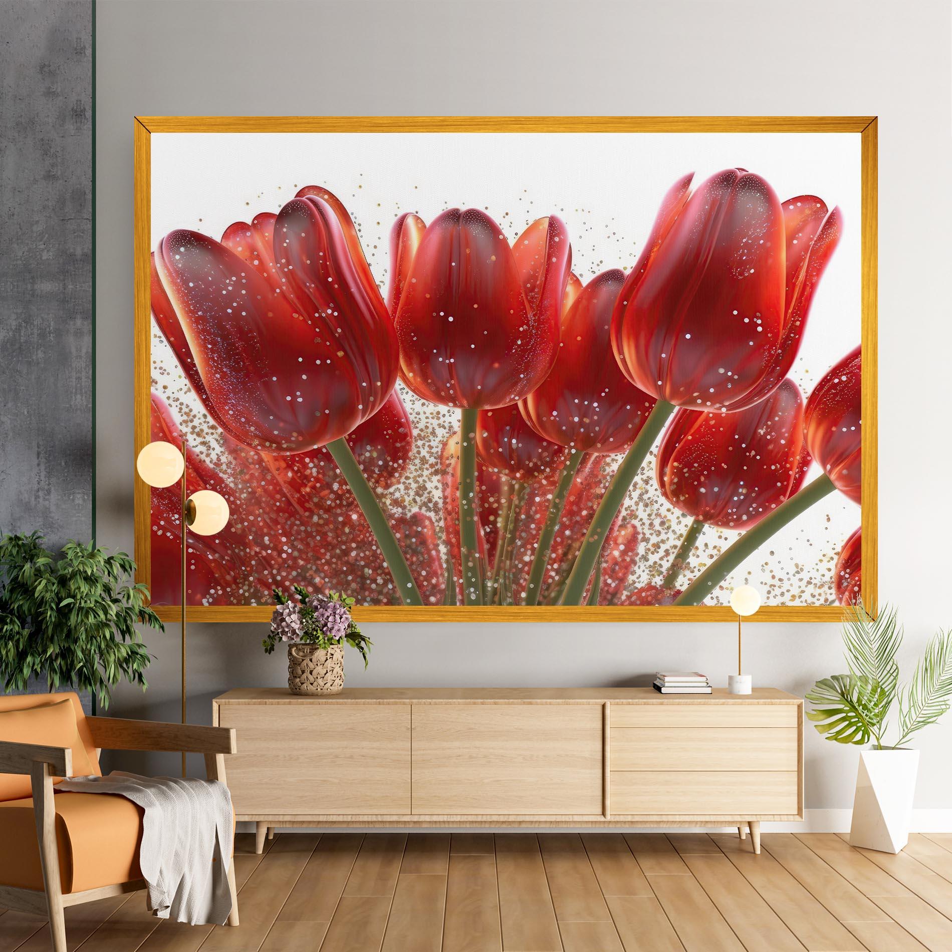 Leinwandbild Glitter Red Tulips mockup 9