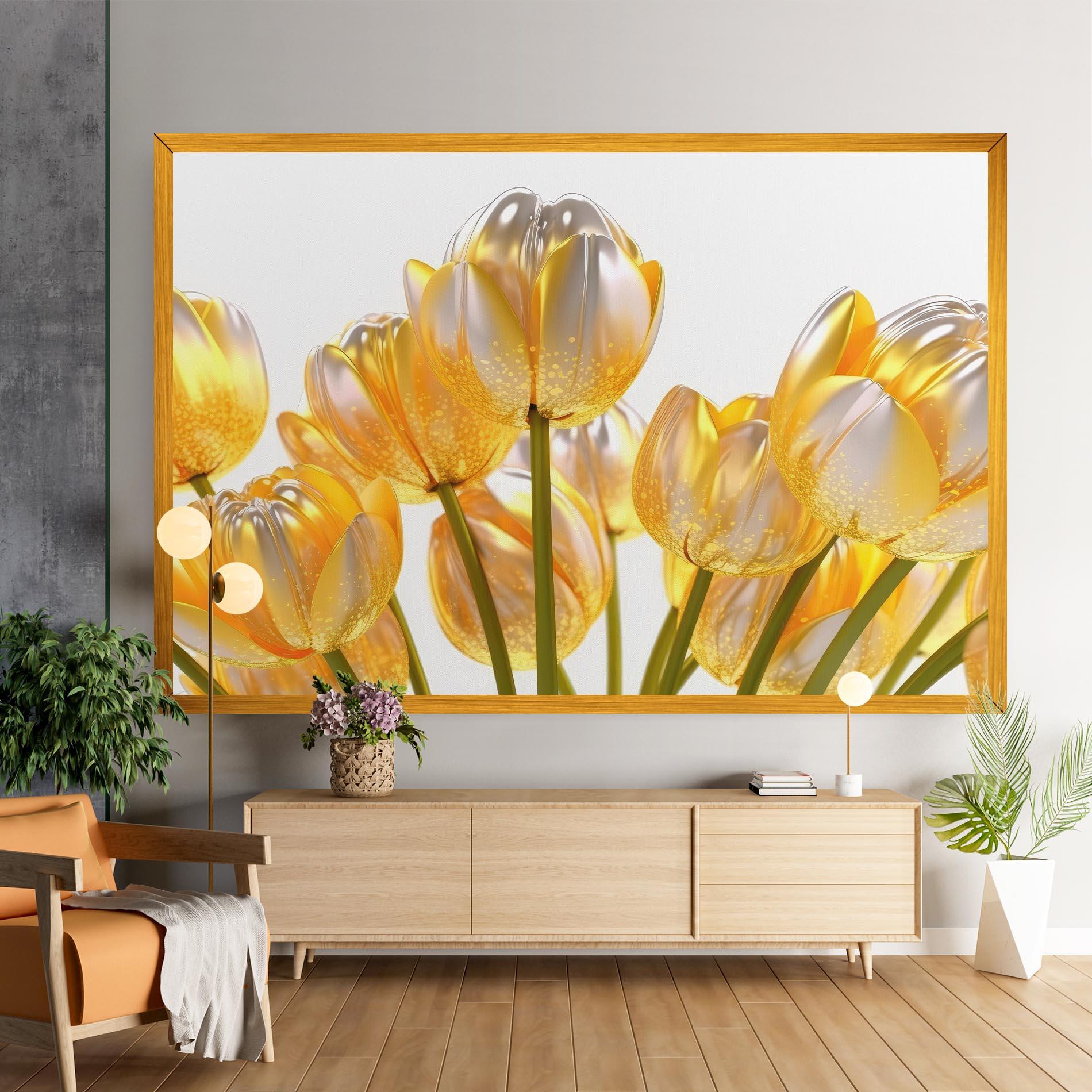 Leinwandbild Gold White Tulips mockup 9