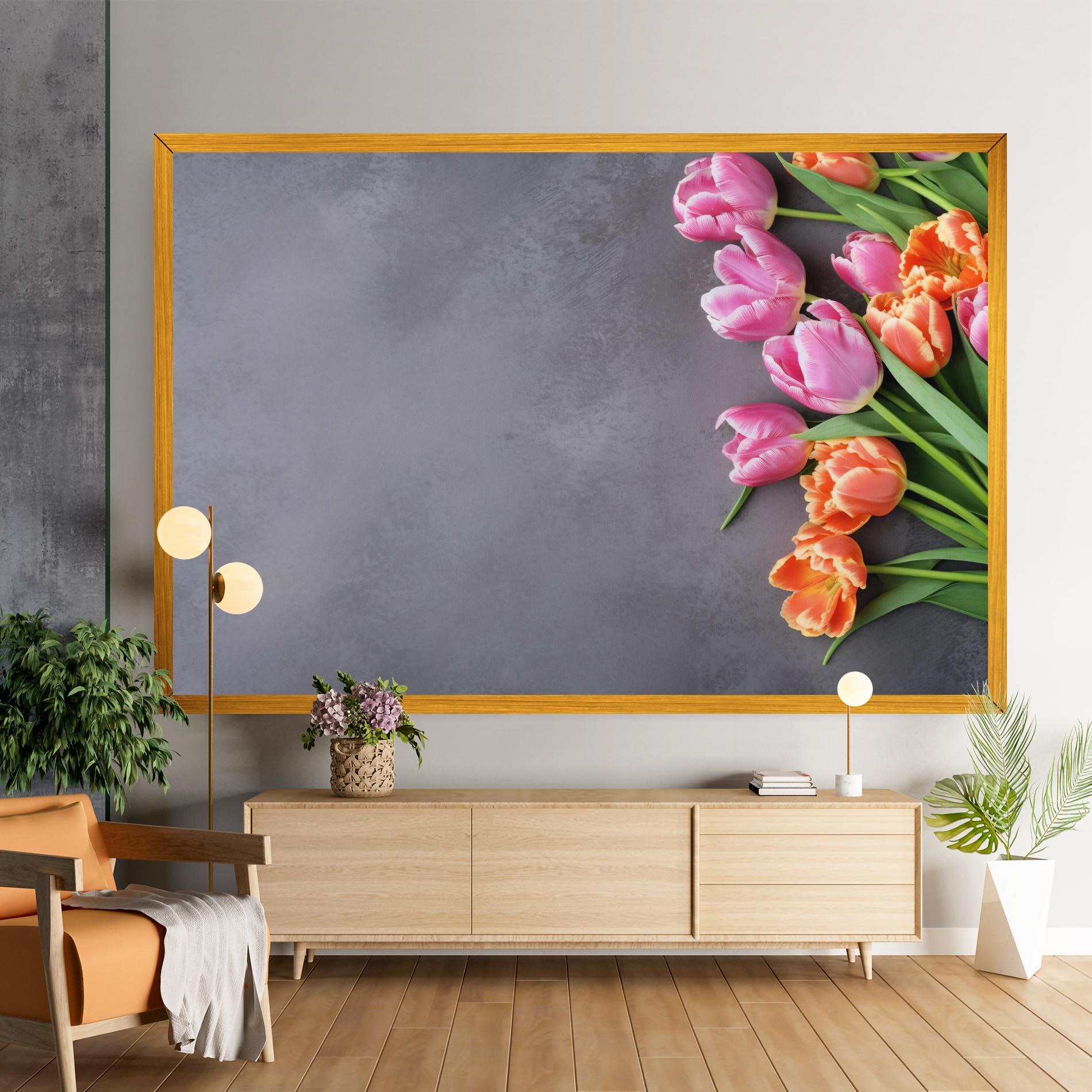 Leinwandbild Light Orange Pink Tulips mockup 9