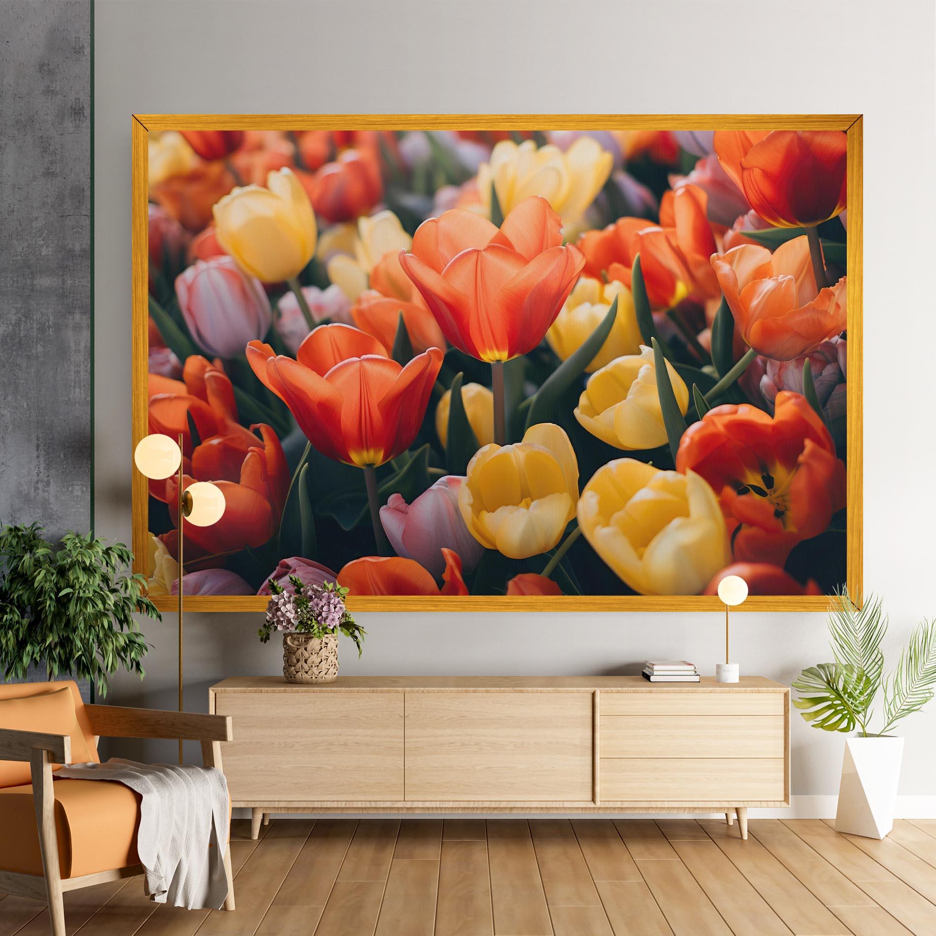 Leinwandbild Orange Yellow Tulips mockup 9