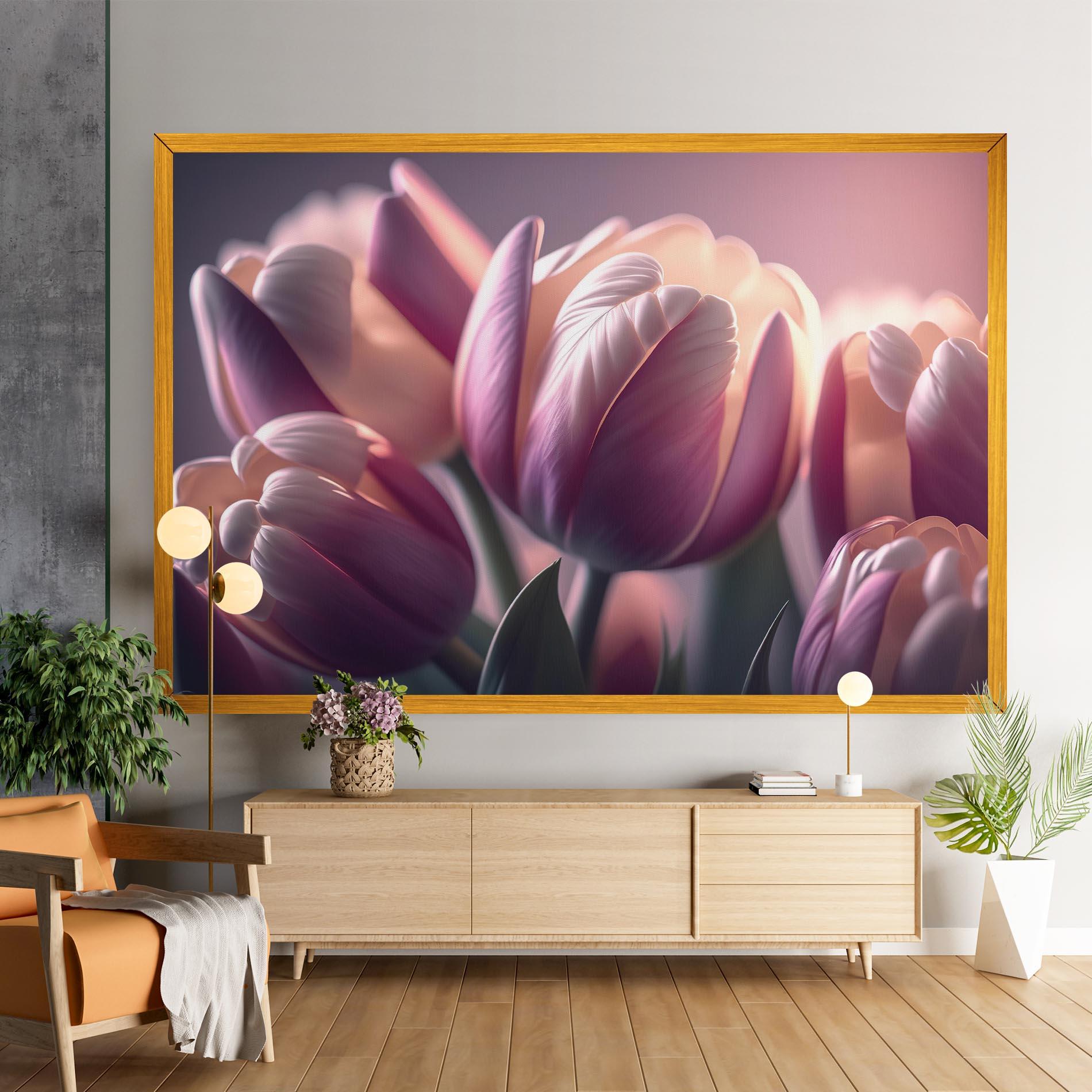 Leinwandbild Pastel Pink Tulips mockup 9