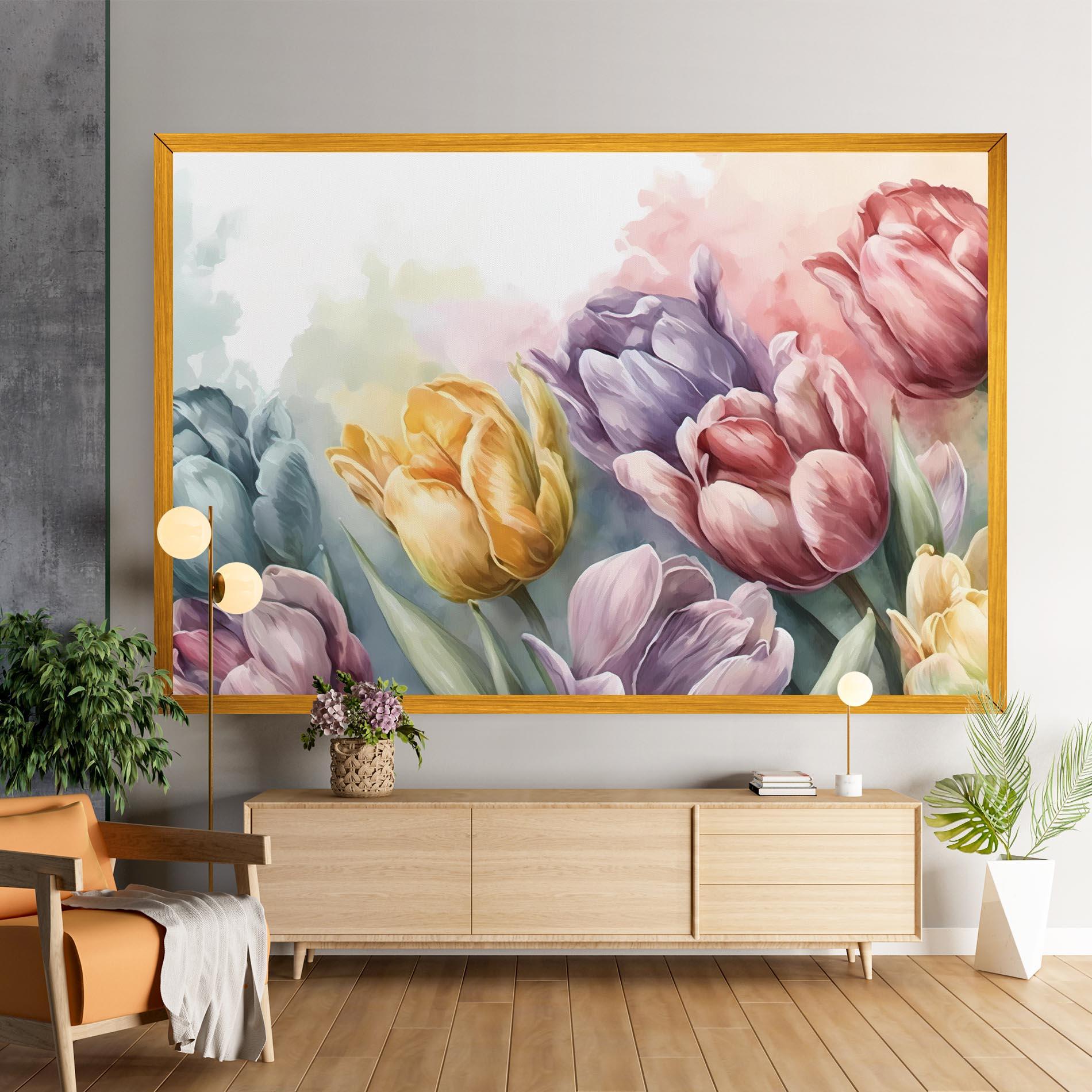 Leinwandbild Pastel Tulips mockup 9