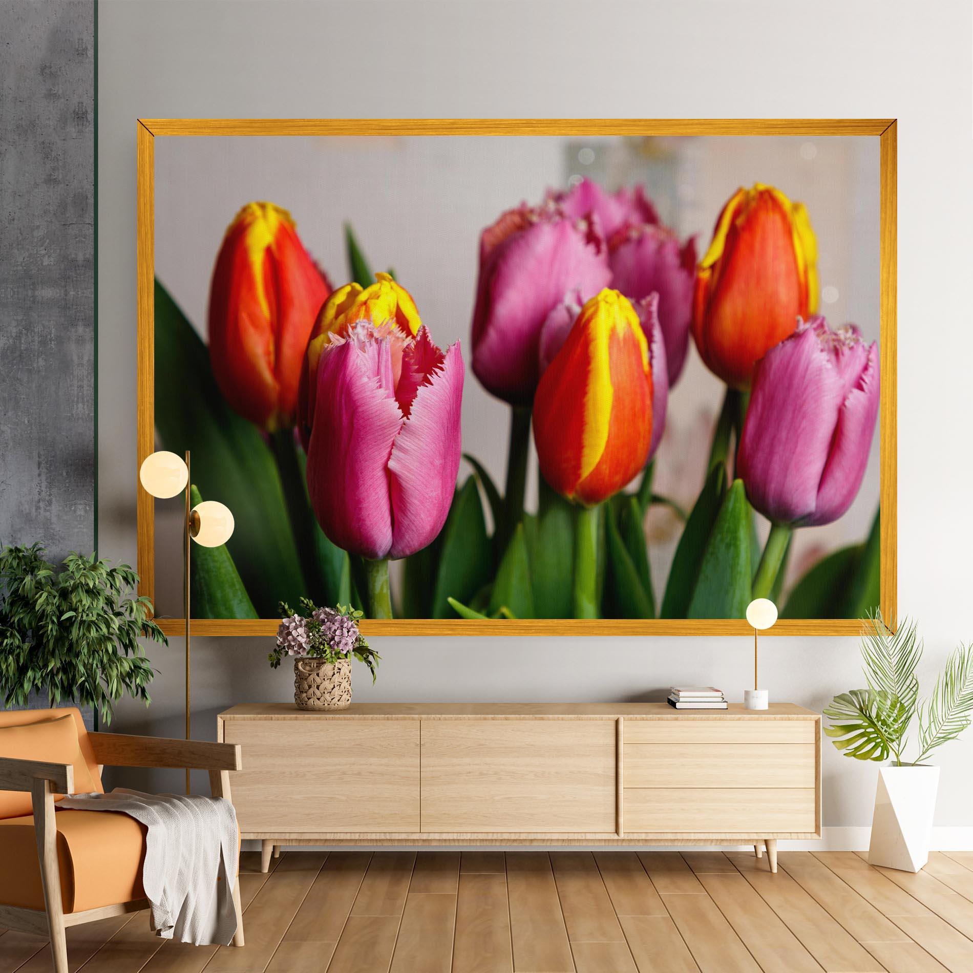 Leinwandbild Pink Orange Tulips mockup 9