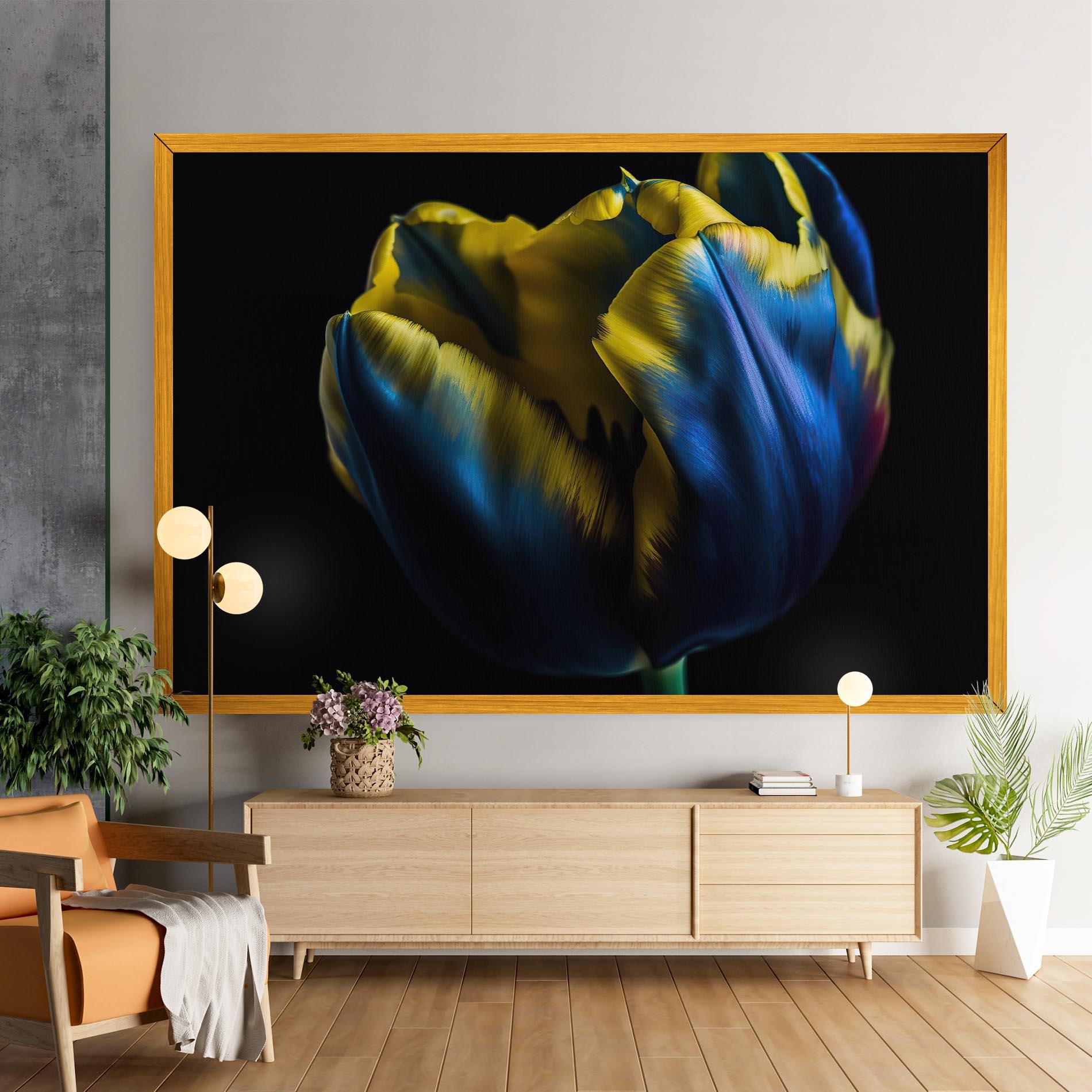 Leinwandbild Yellow Blue Tulip mockup 9