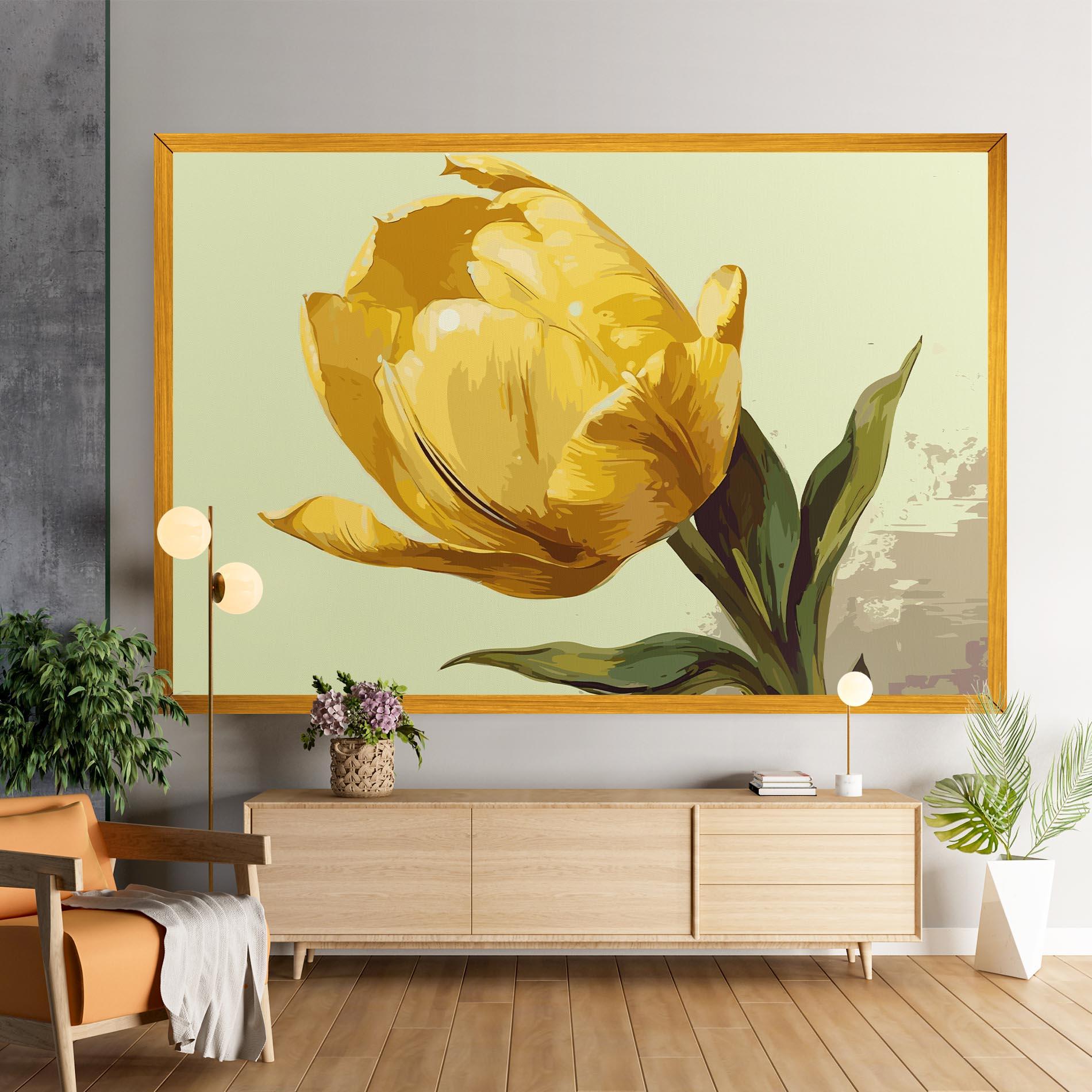 Leinwandbild Yellow Shiny Tulip mockup 9