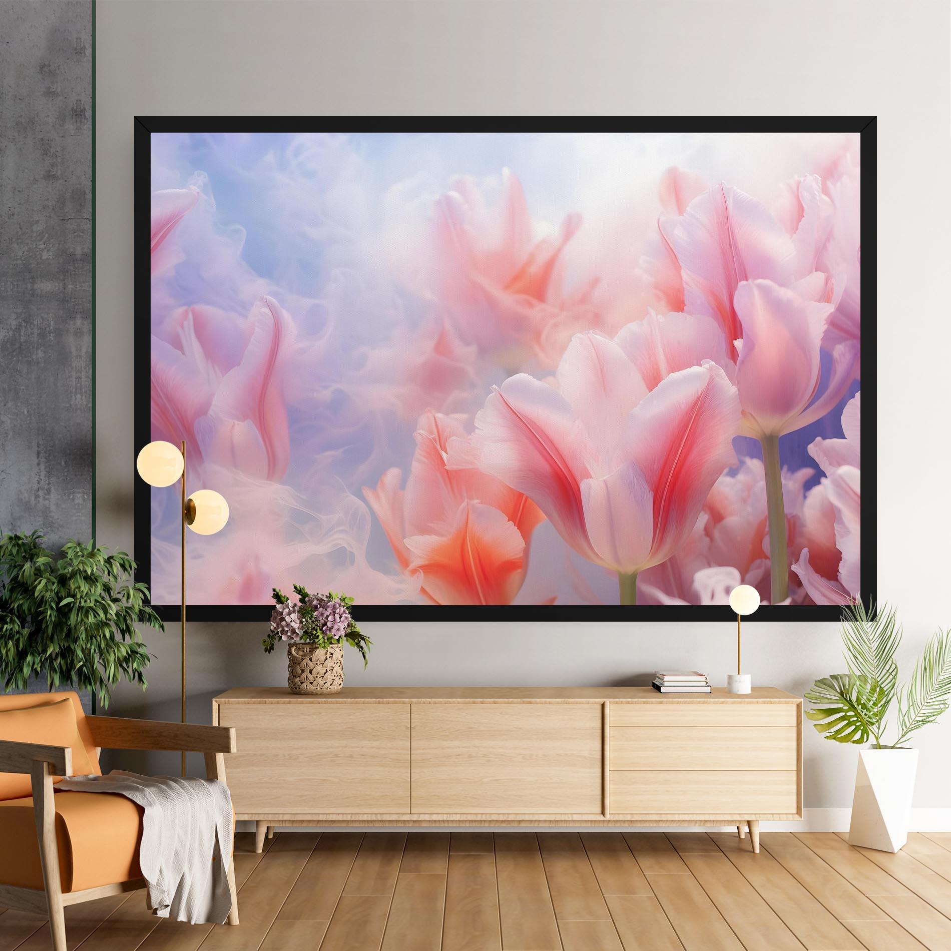 Leinwandbild Dreamy Pink Tulips mockup 9