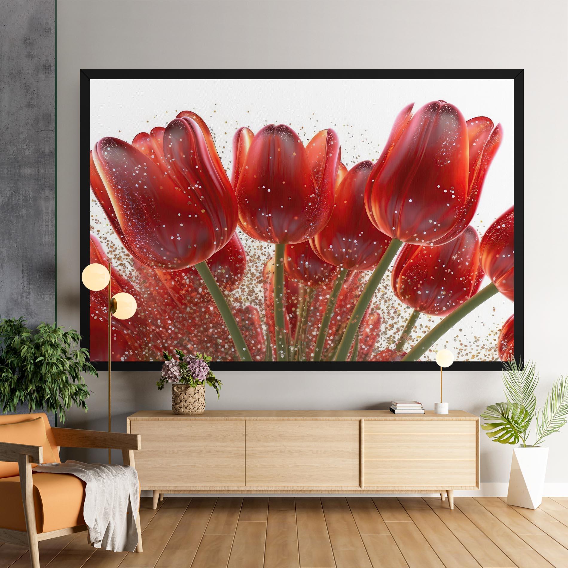Leinwandbild Glitter Red Tulips mockup 9
