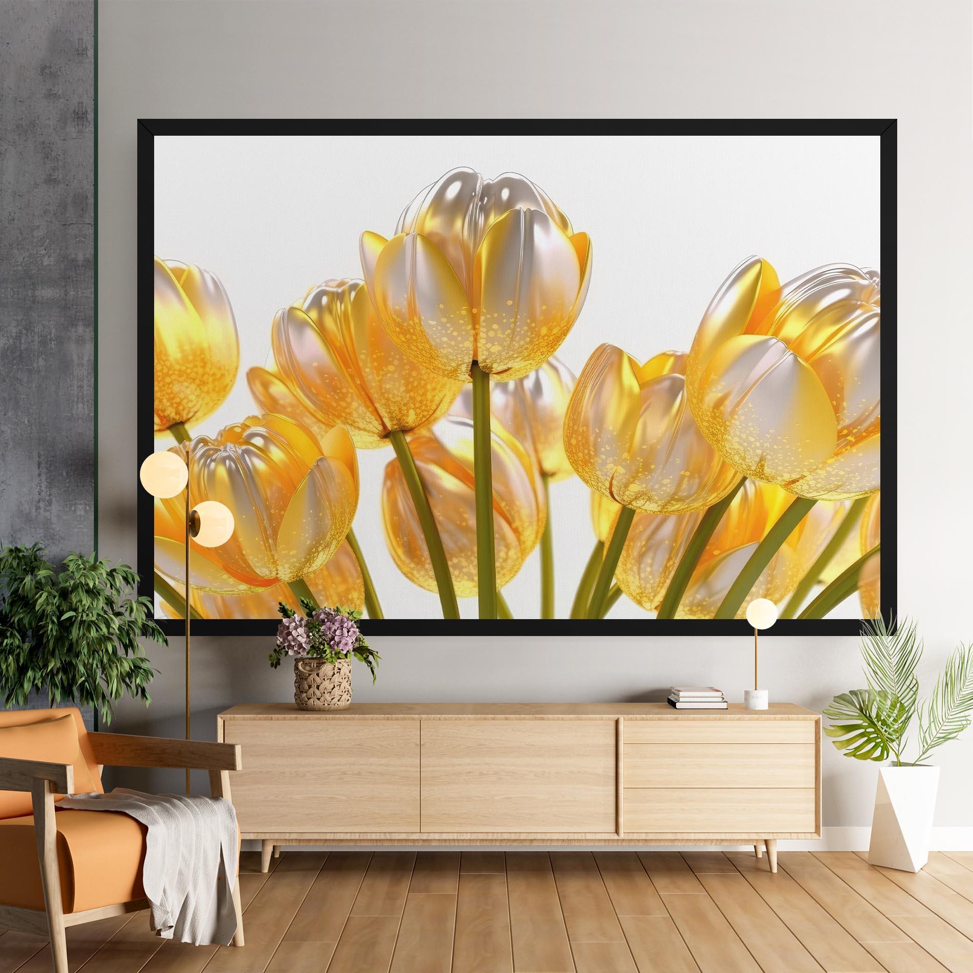 Leinwandbild Gold White Tulips mockup 9