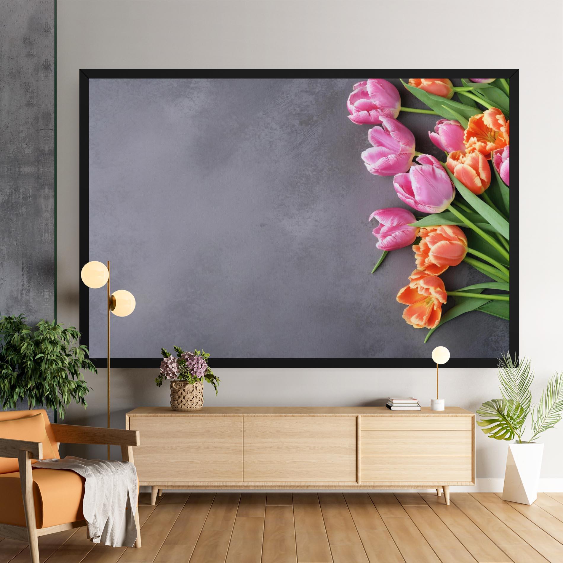 Leinwandbild Light Orange Pink Tulips mockup 9