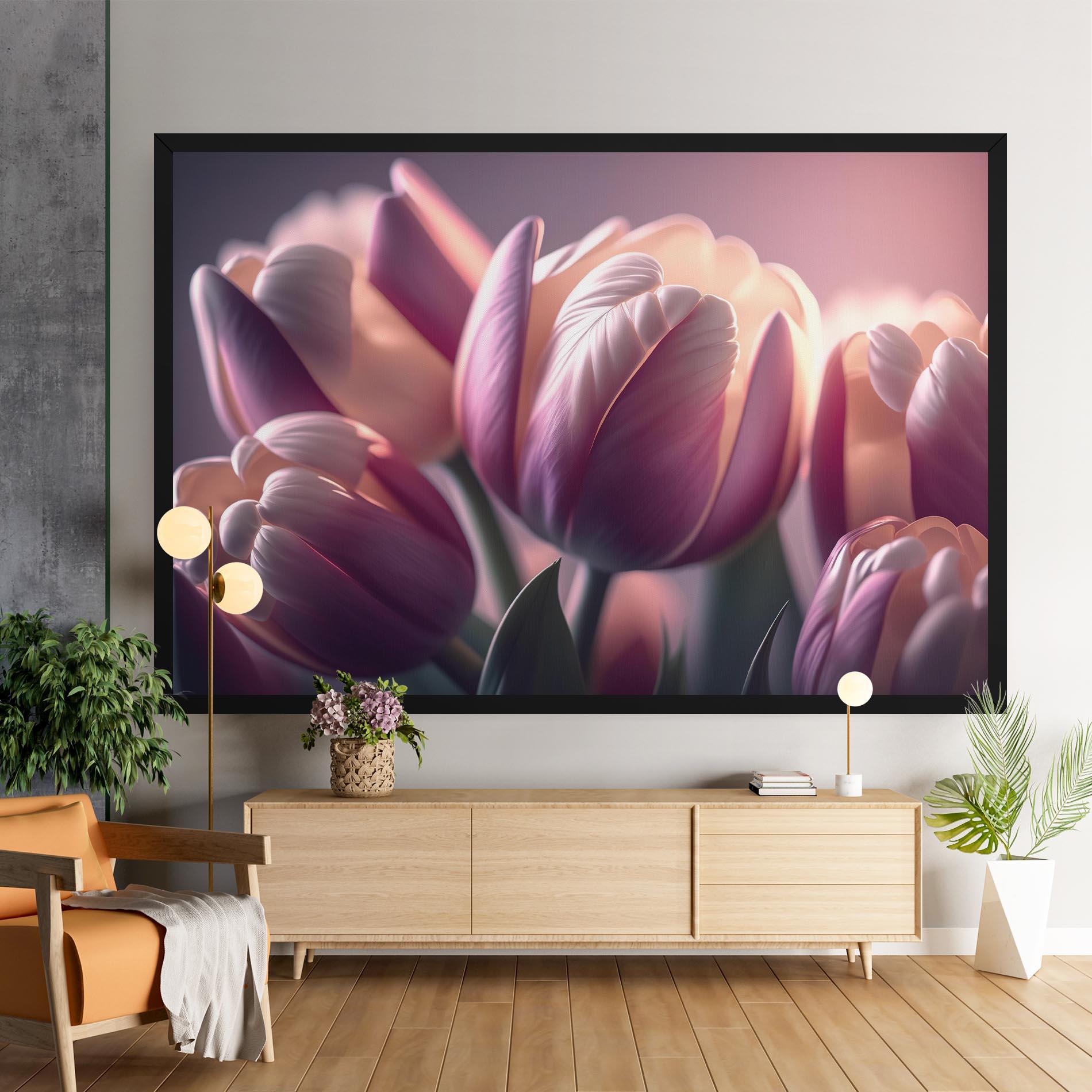 Leinwandbild Pastel Pink Tulips mockup 9