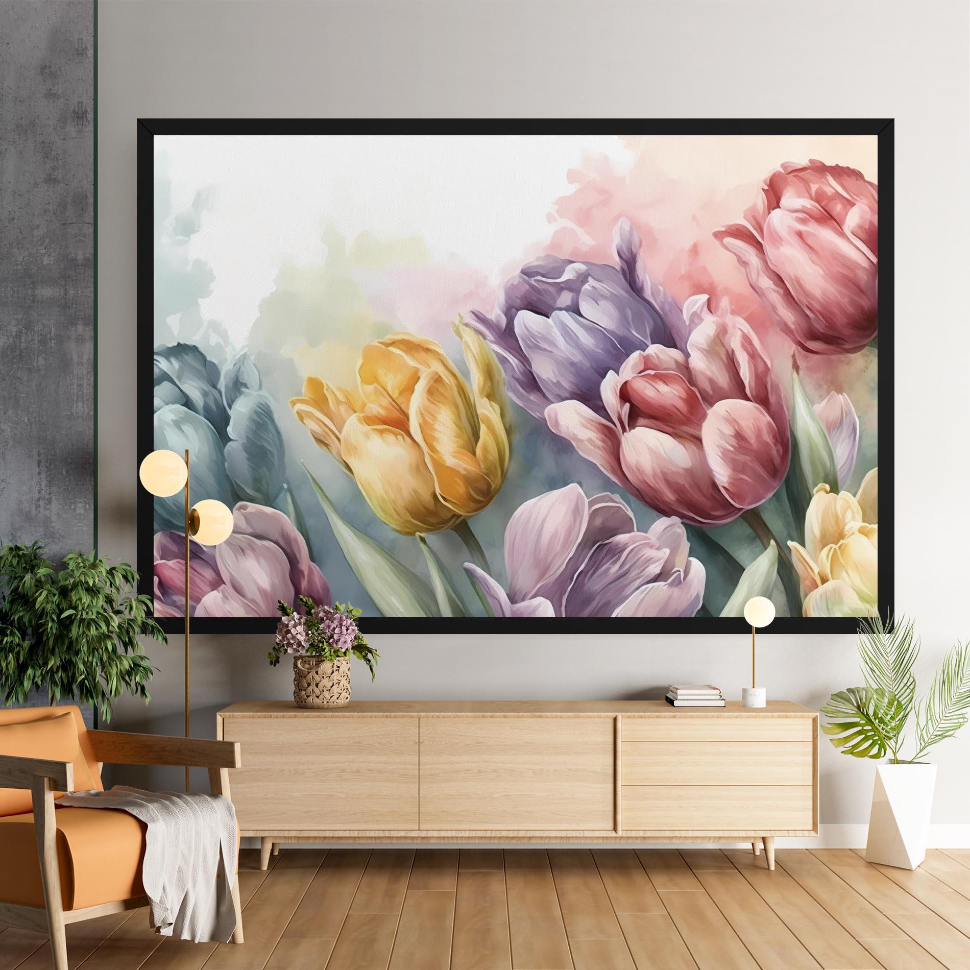 Leinwandbild Pastel Tulips mockup 9