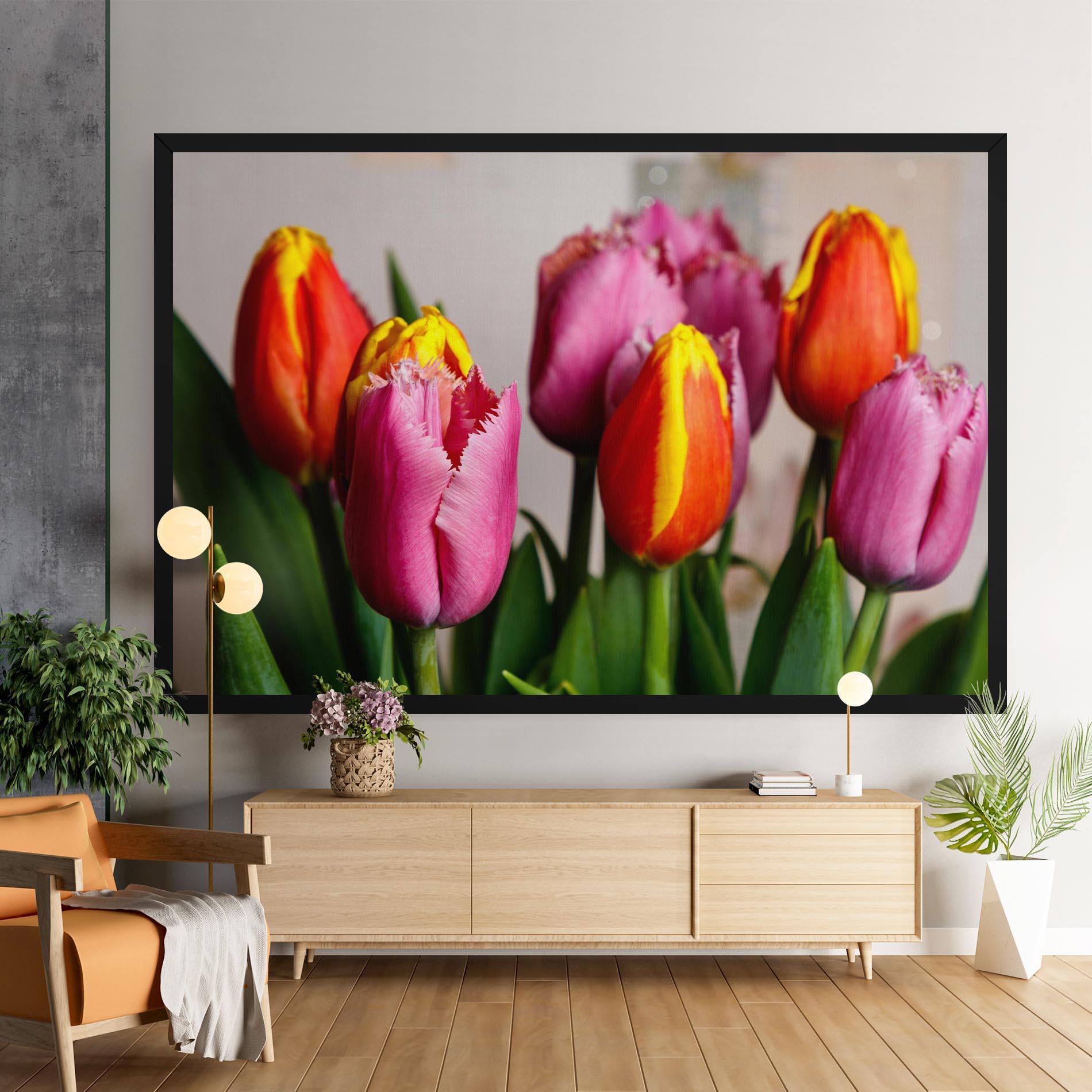 Leinwandbild Pink Orange Tulips mockup 9