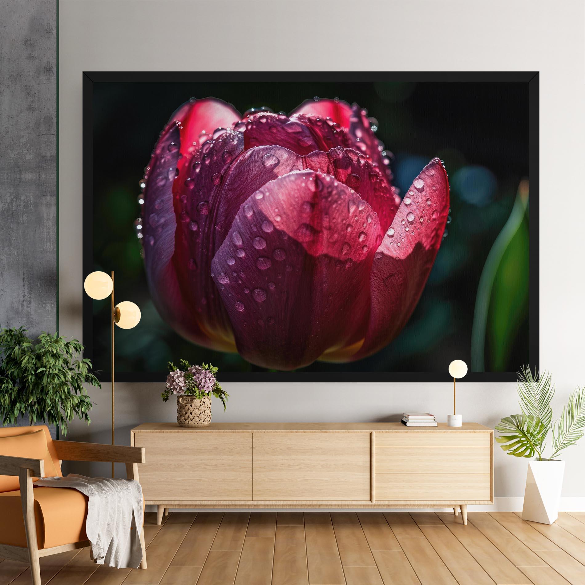 Leinwandbild Pink Tulip After Rain mockup 9