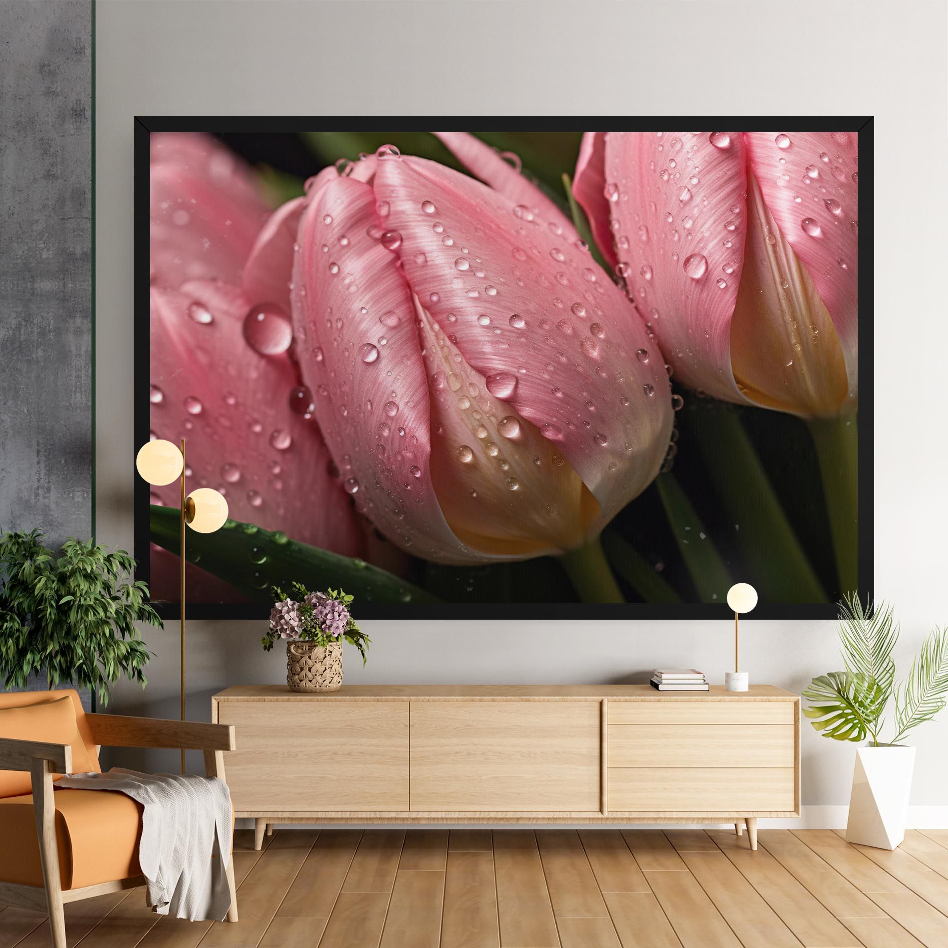 Pink Tulip With Drops mockup 9