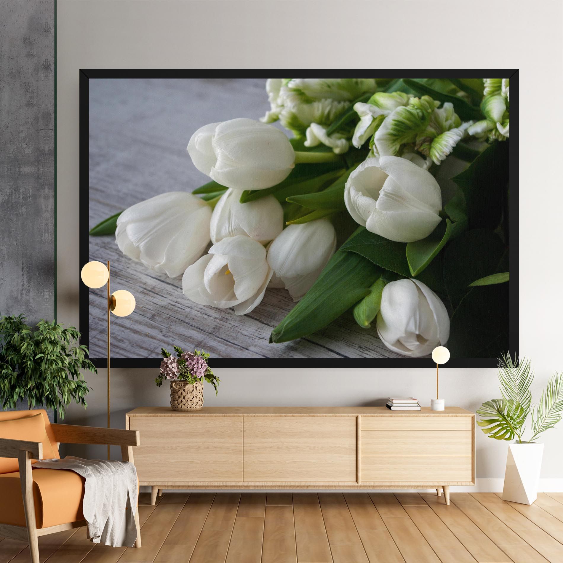 White Tulips Bouquet mockup 9