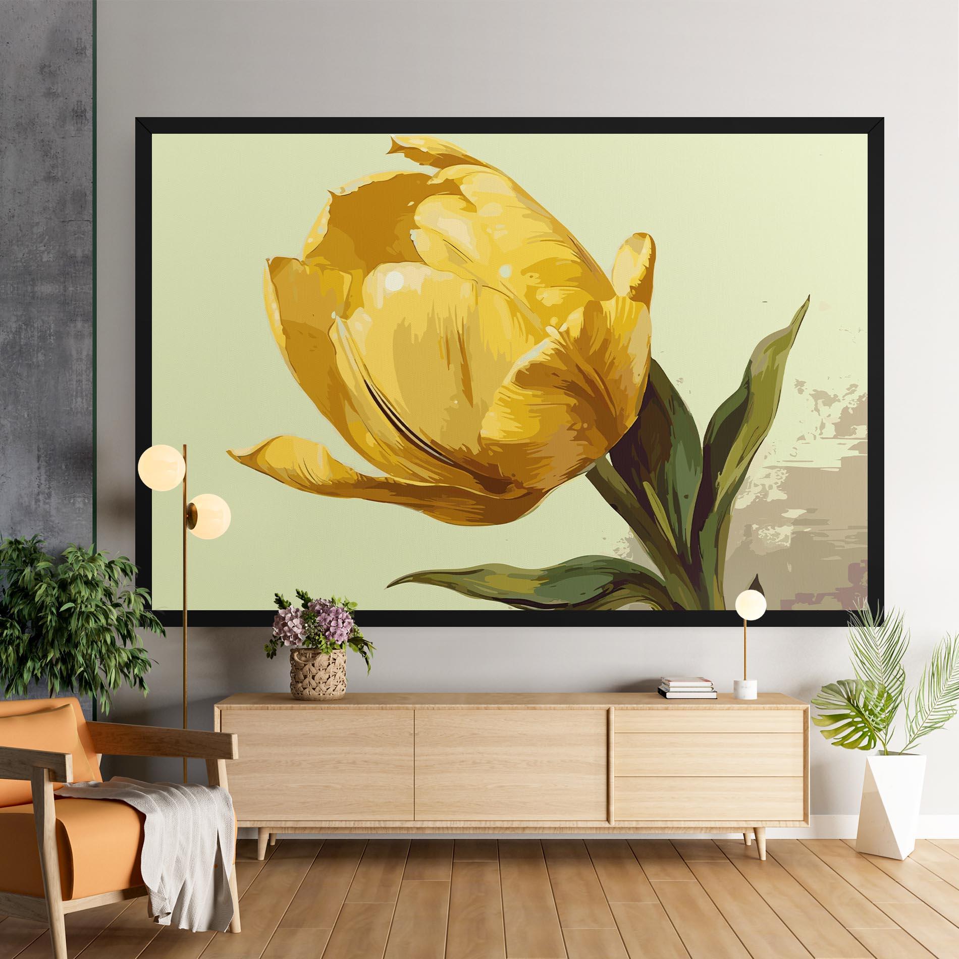 Leinwandbild Yellow Shiny Tulip mockup 9