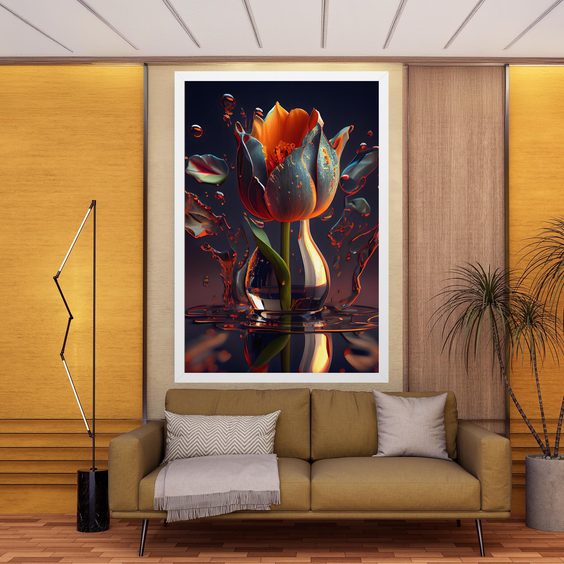 Leinwandbild Black Tulip In Vase mockup 9