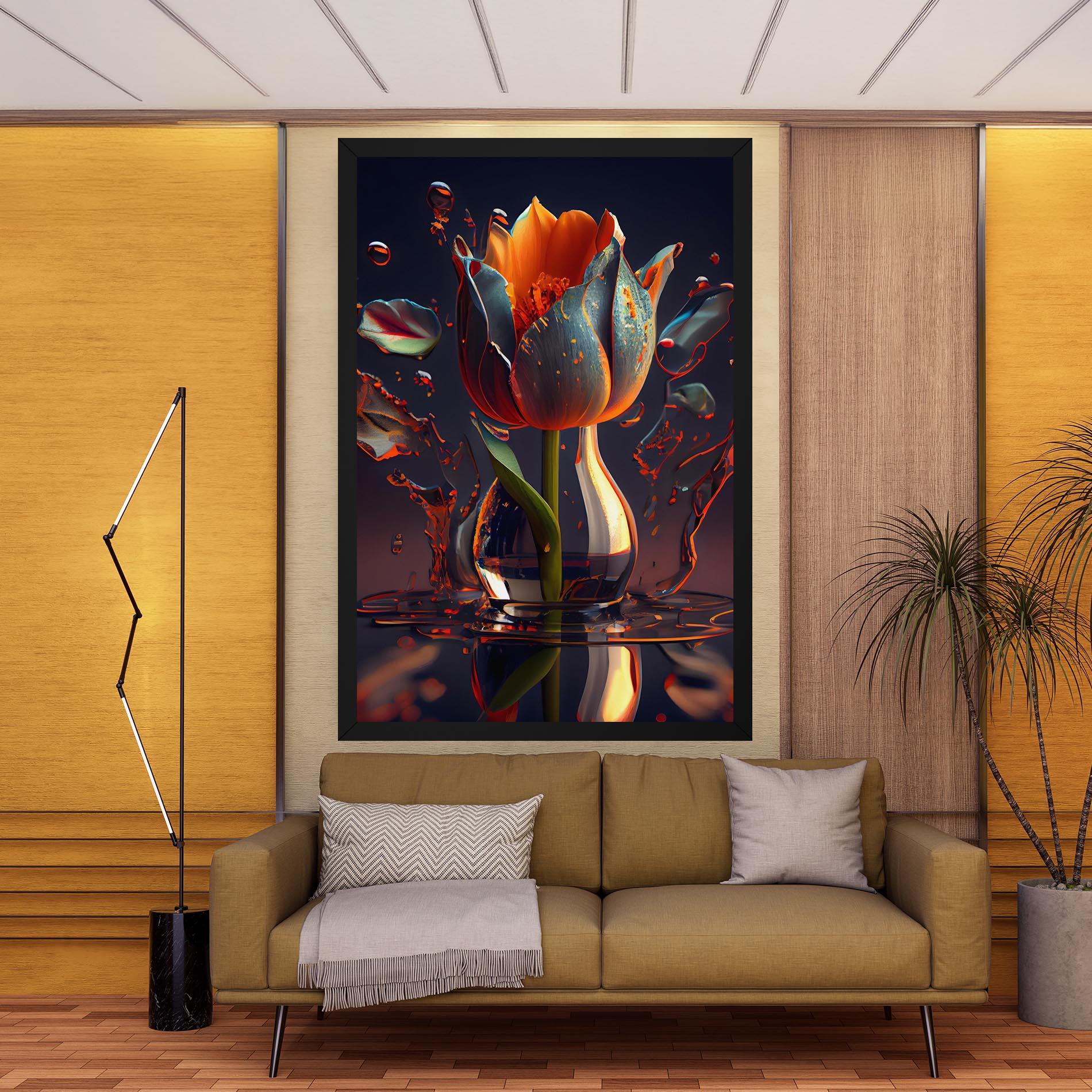Leinwandbild Black Tulip In Vase mockup 9