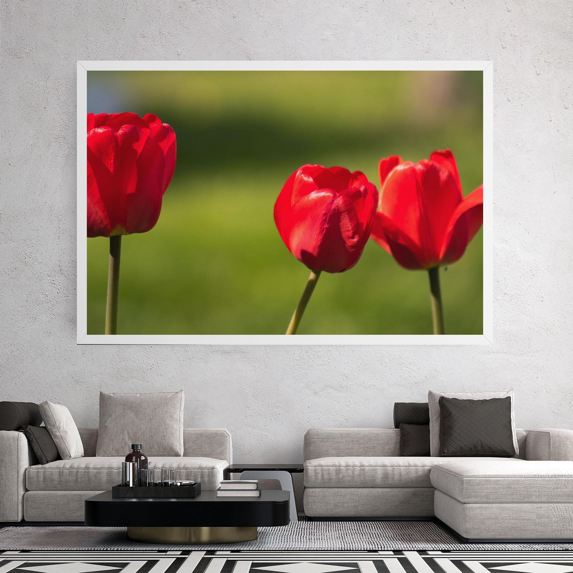 Leinwandbild 3 Red Tulips mockup 2