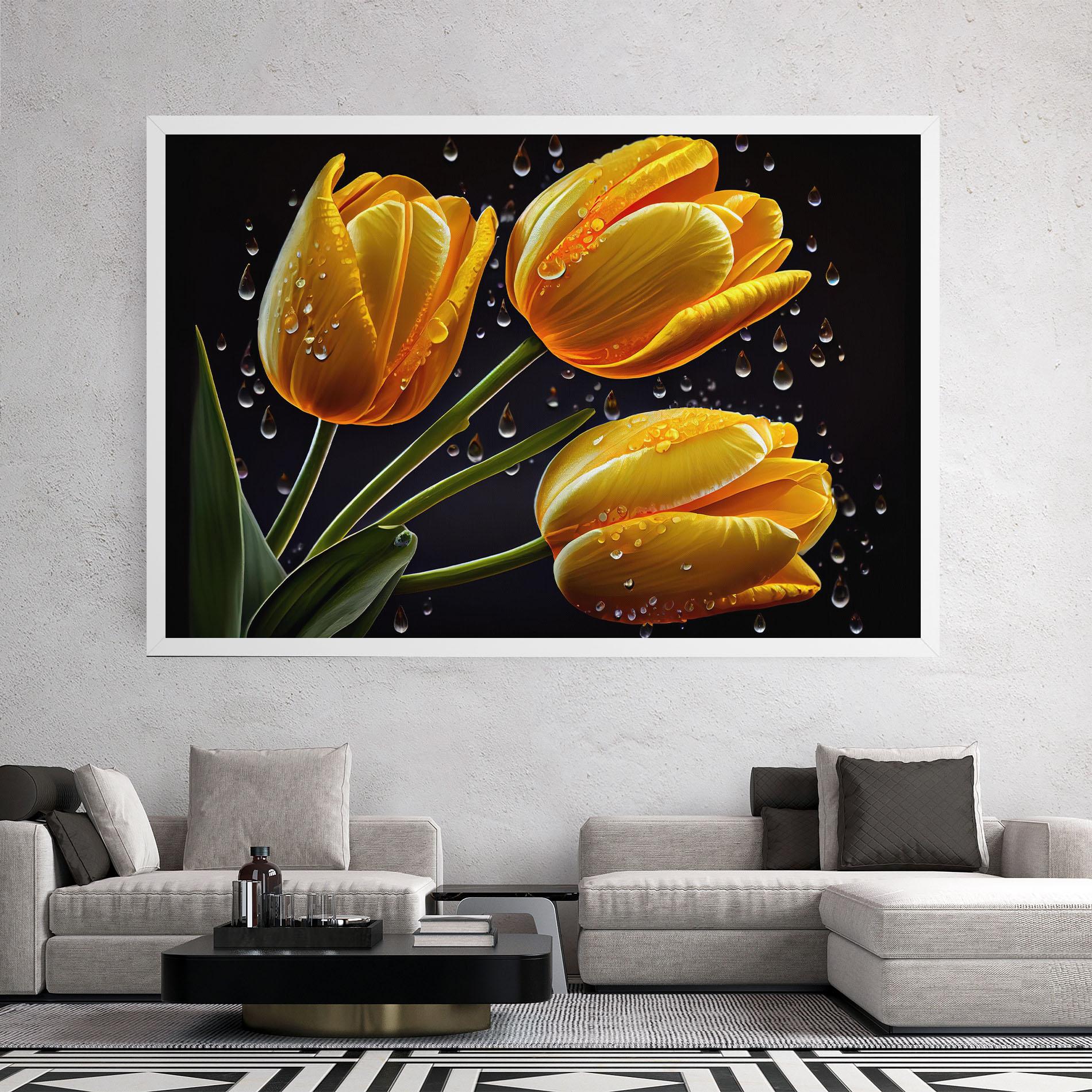 Leinwandbild 3 Yellow Tulips mockup 2