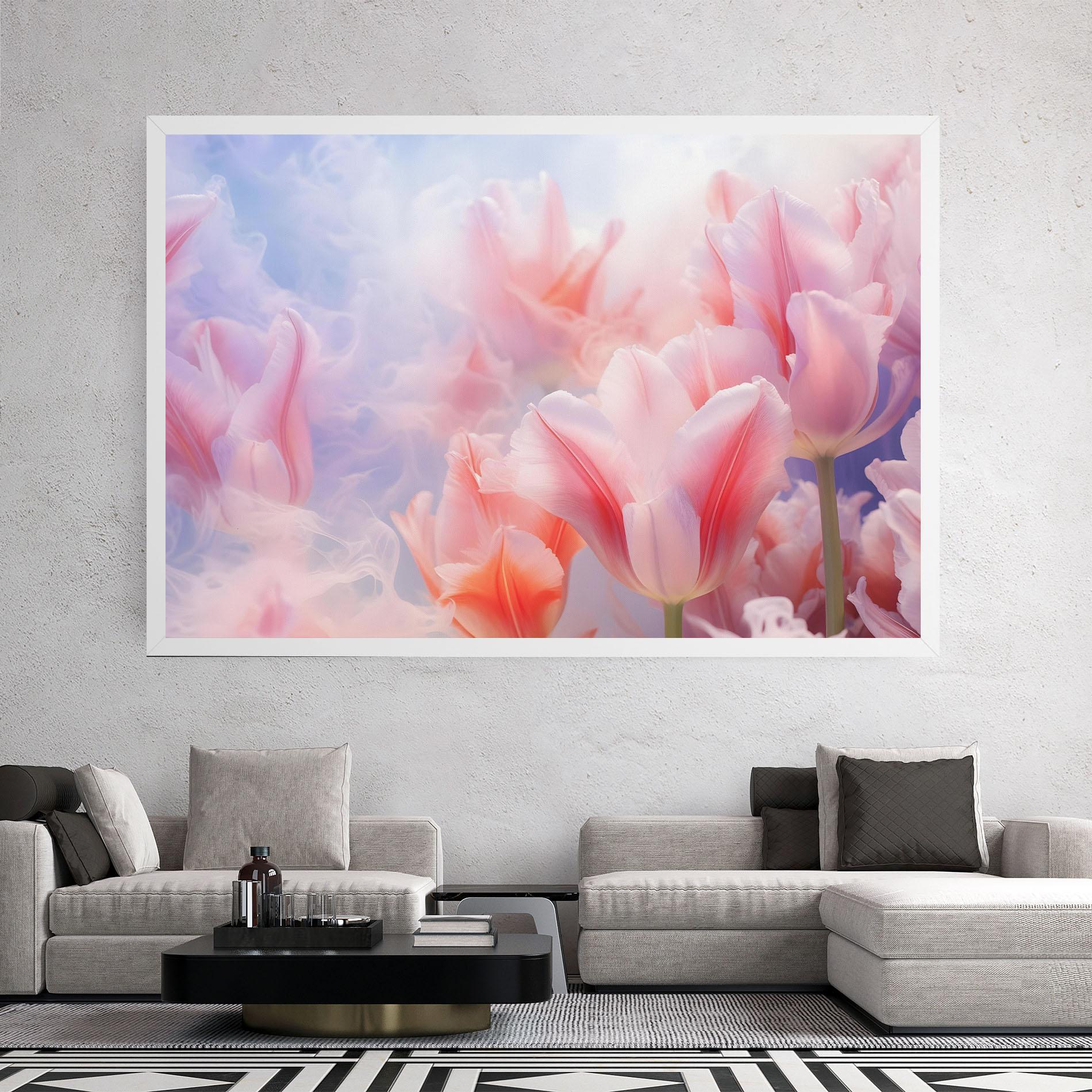 Leinwandbild Dreamy Pink Tulips mockup 2