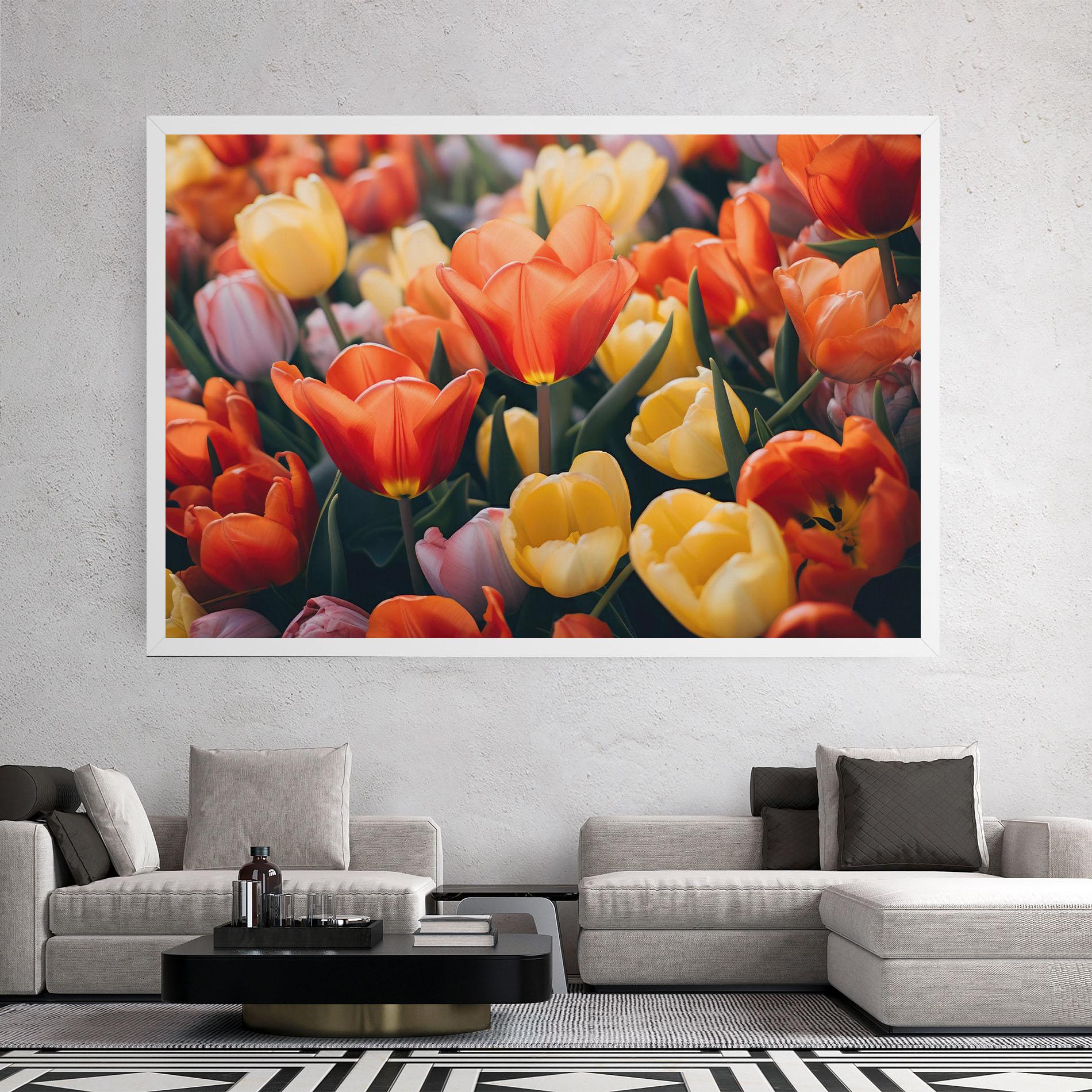 Leinwandbild Orange Yellow Tulips mockup 2