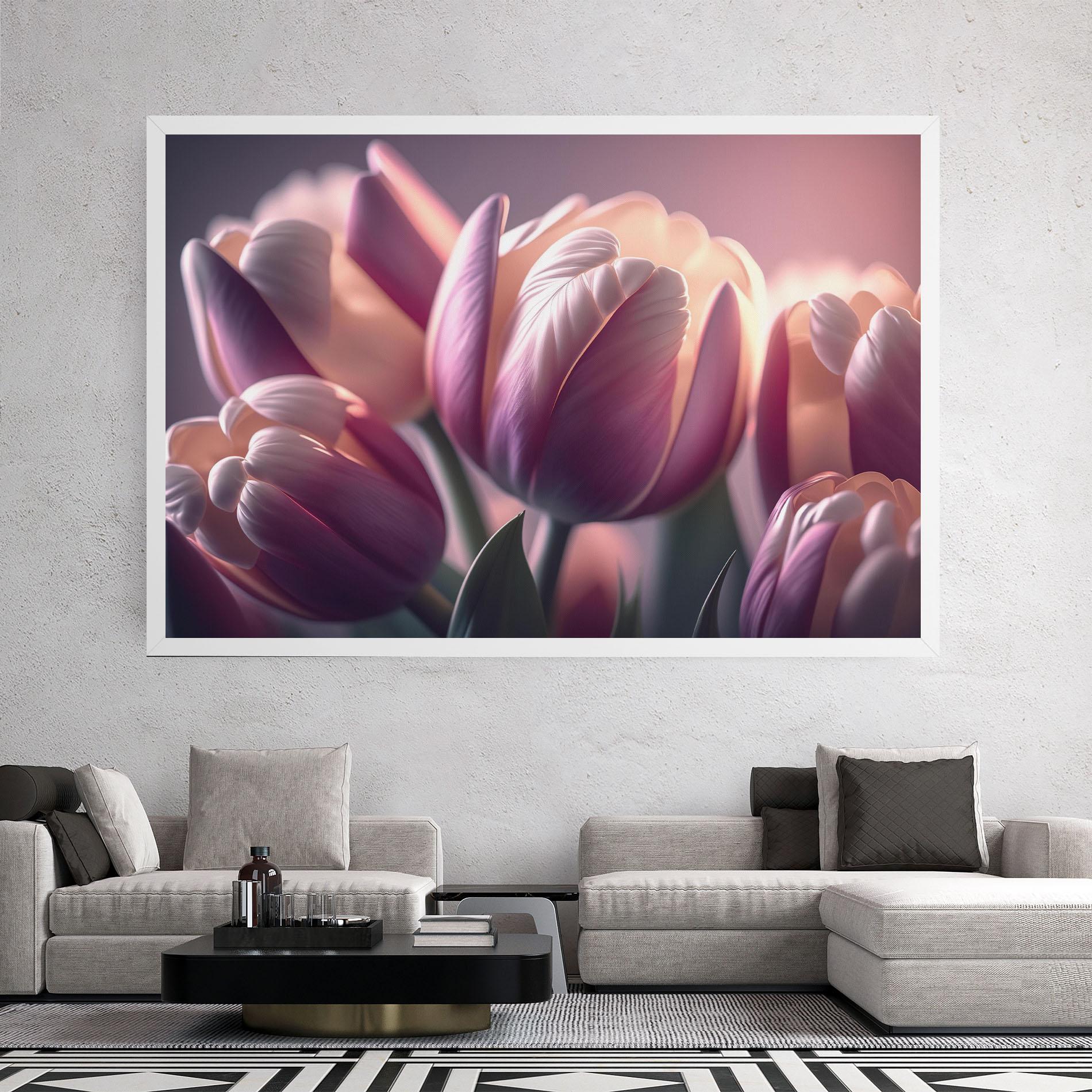 Leinwandbild Pastel Pink Tulips mockup 2