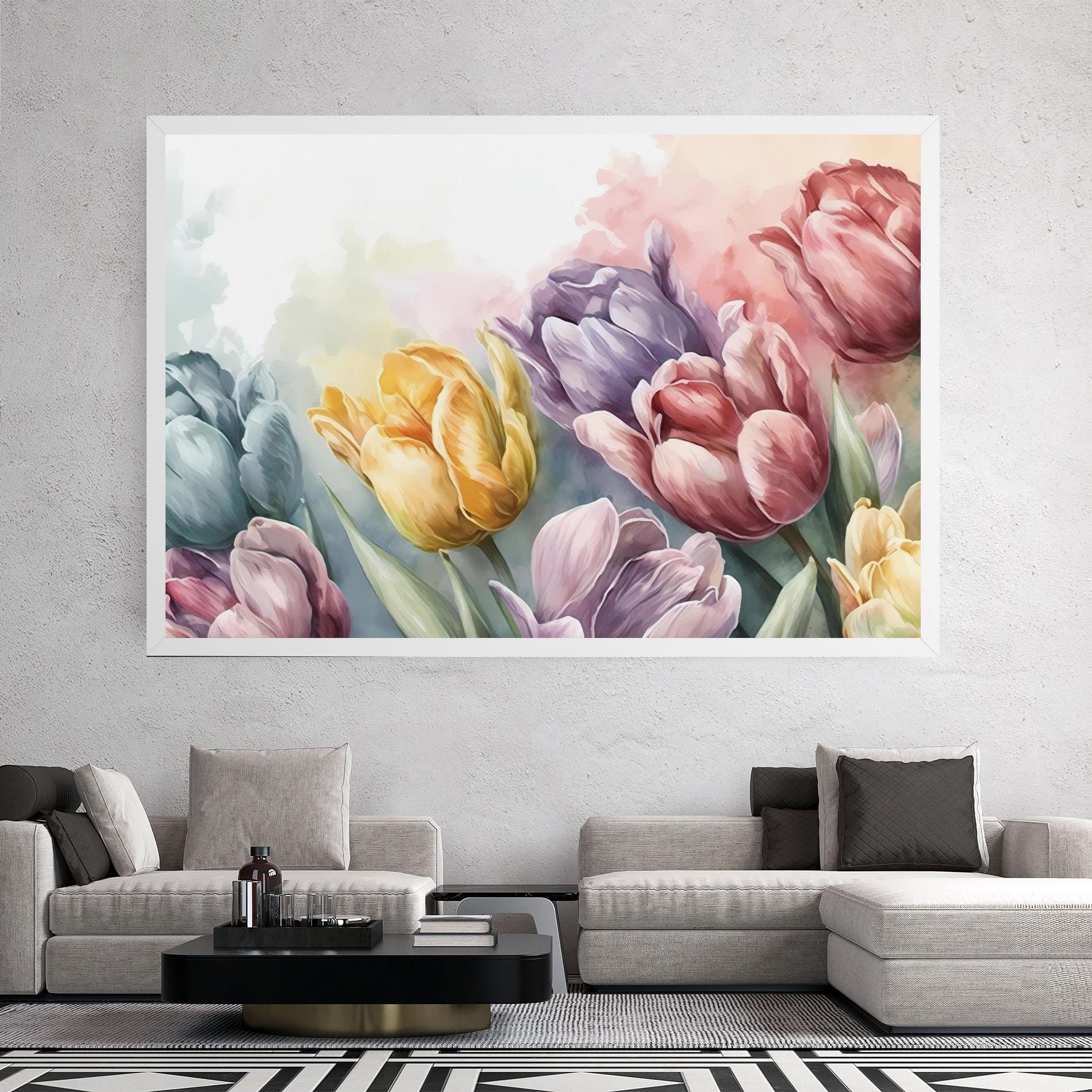Leinwandbild Pastel Tulips mockup 2