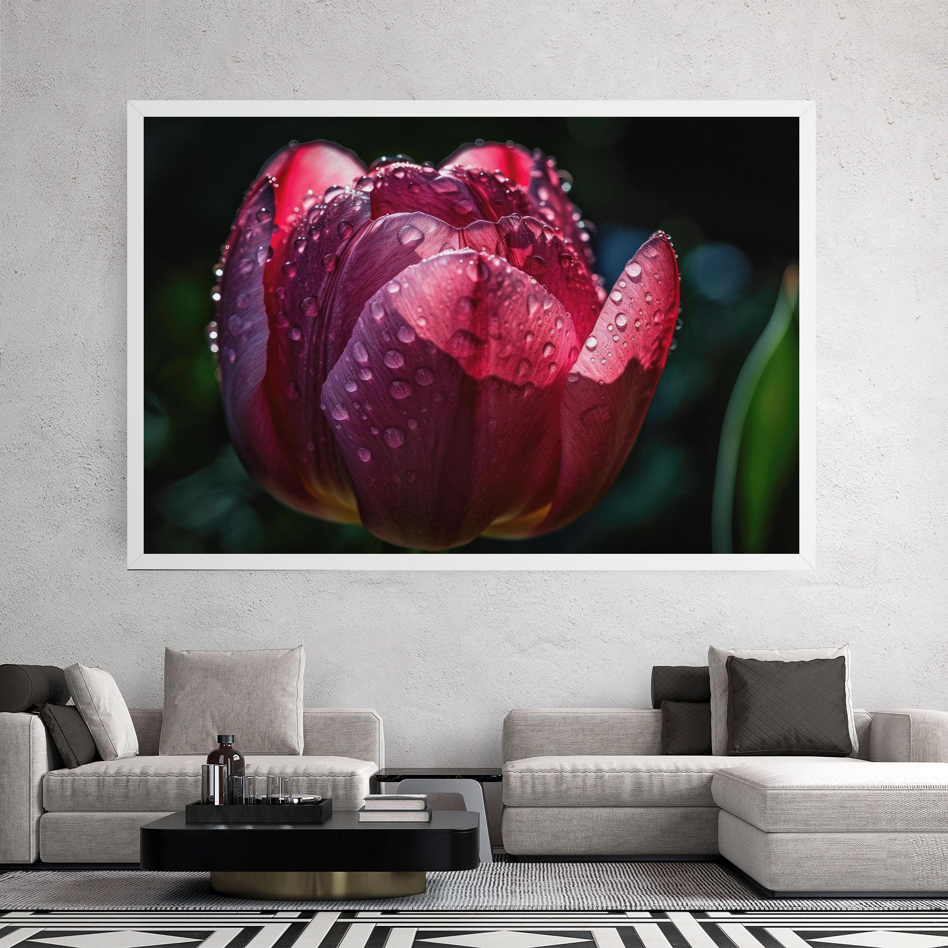 Leinwandbild Pink Tulip After Rain mockup 2