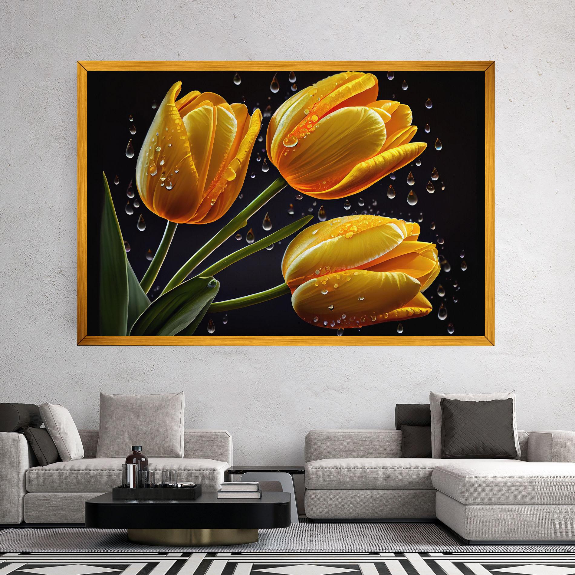 Leinwandbild 3 Yellow Tulips mockup 2