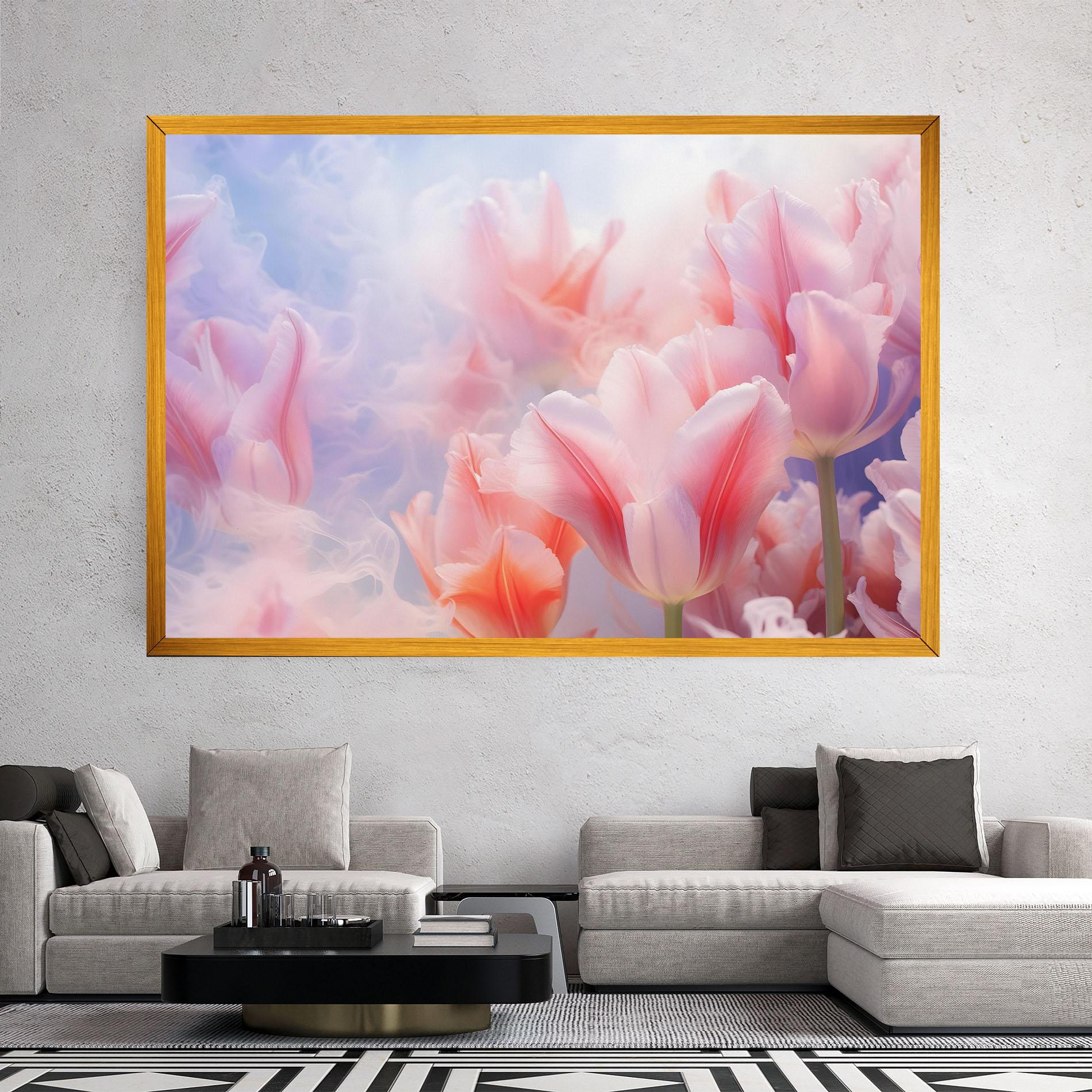 Leinwandbild Dreamy Pink Tulips mockup 2