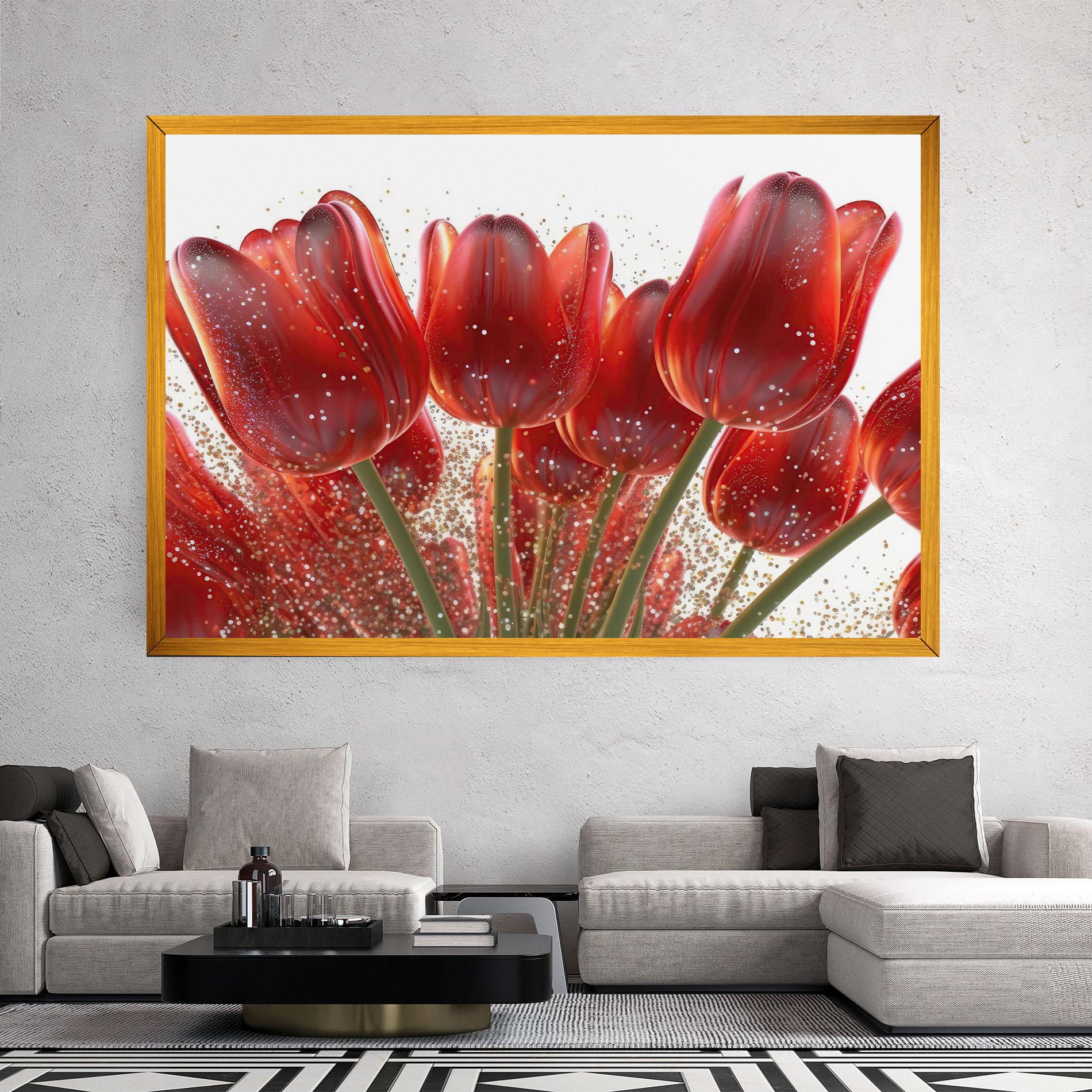 Leinwandbild Glitter Red Tulips mockup 2