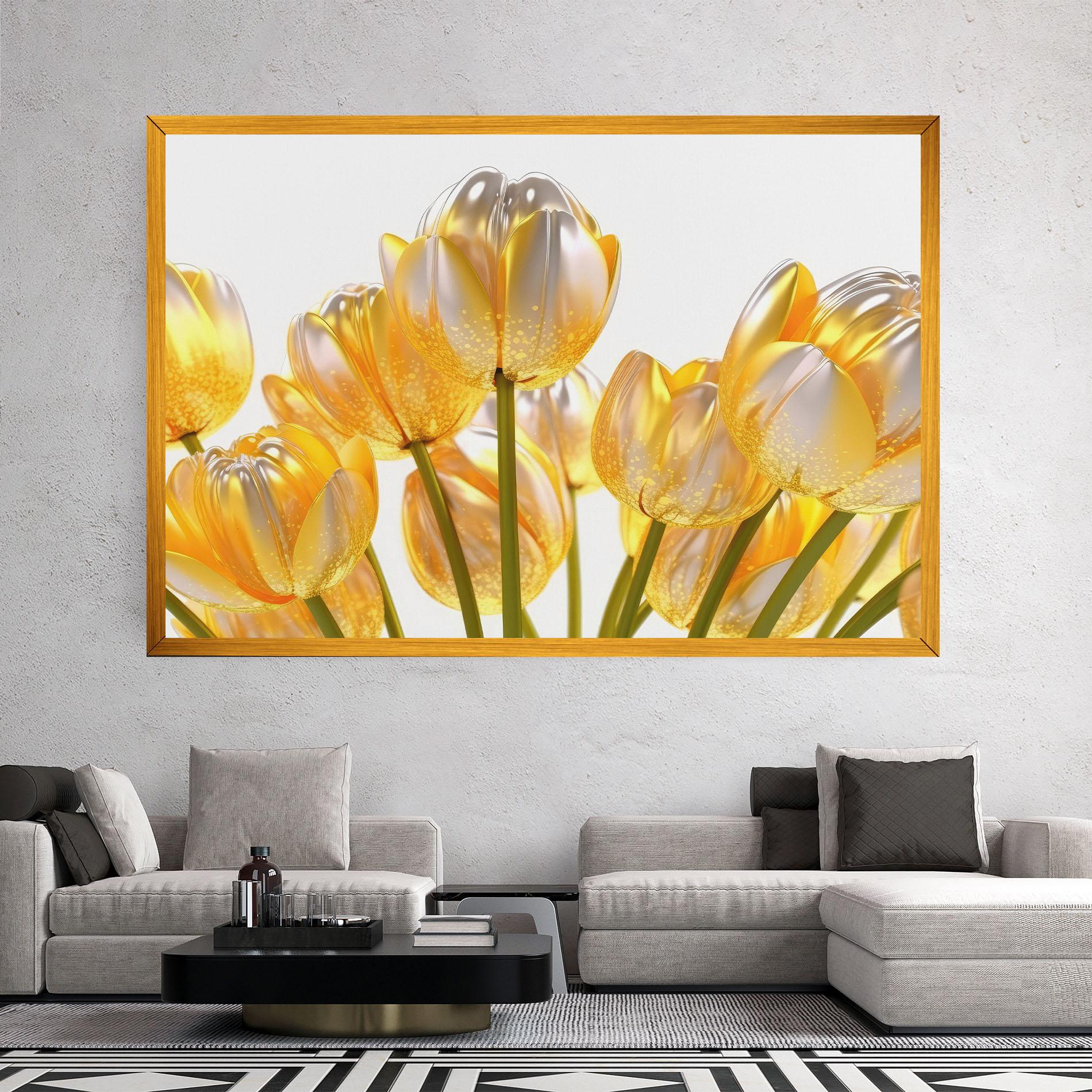 Leinwandbild Gold White Tulips mockup 2