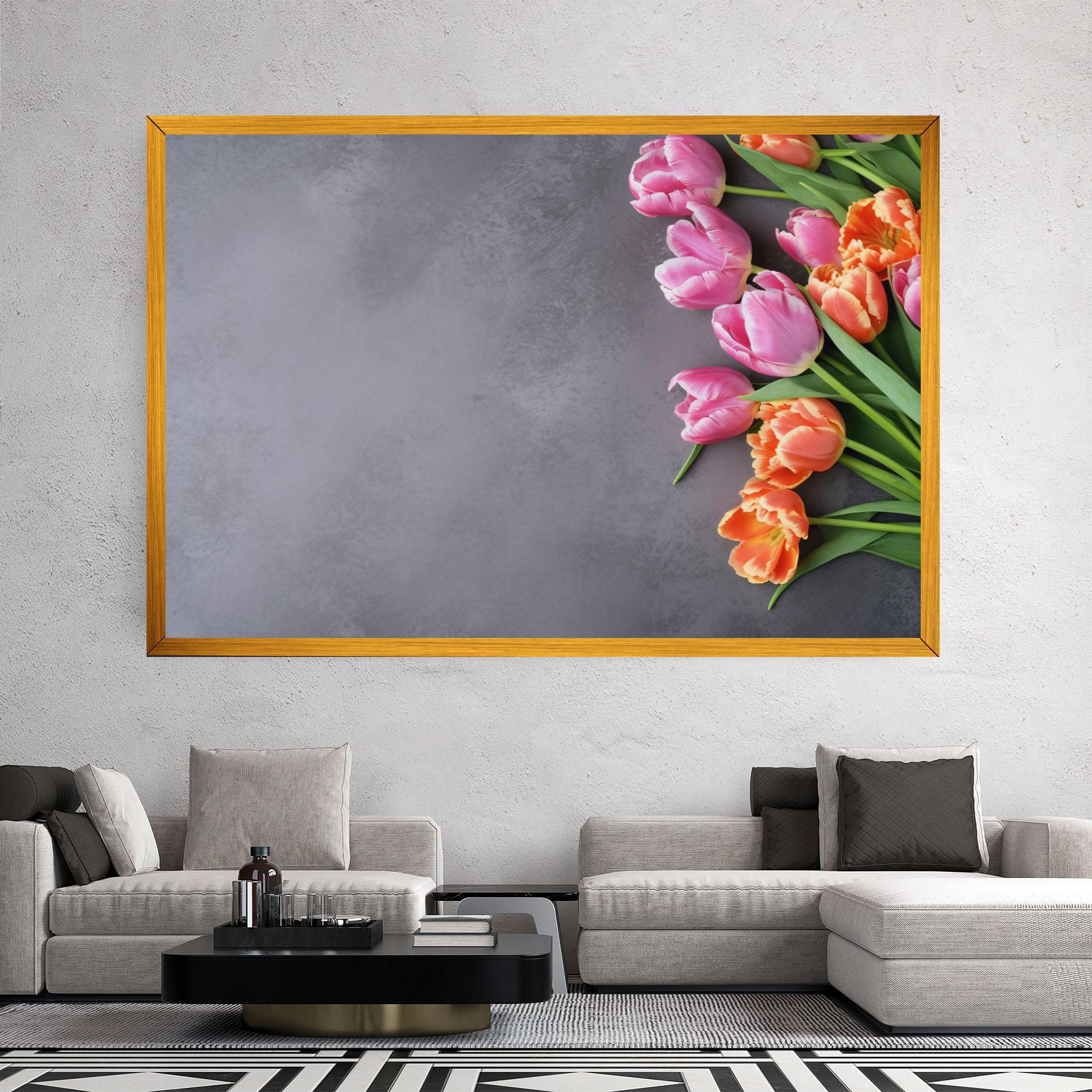 Leinwandbild Light Orange Pink Tulips mockup 2