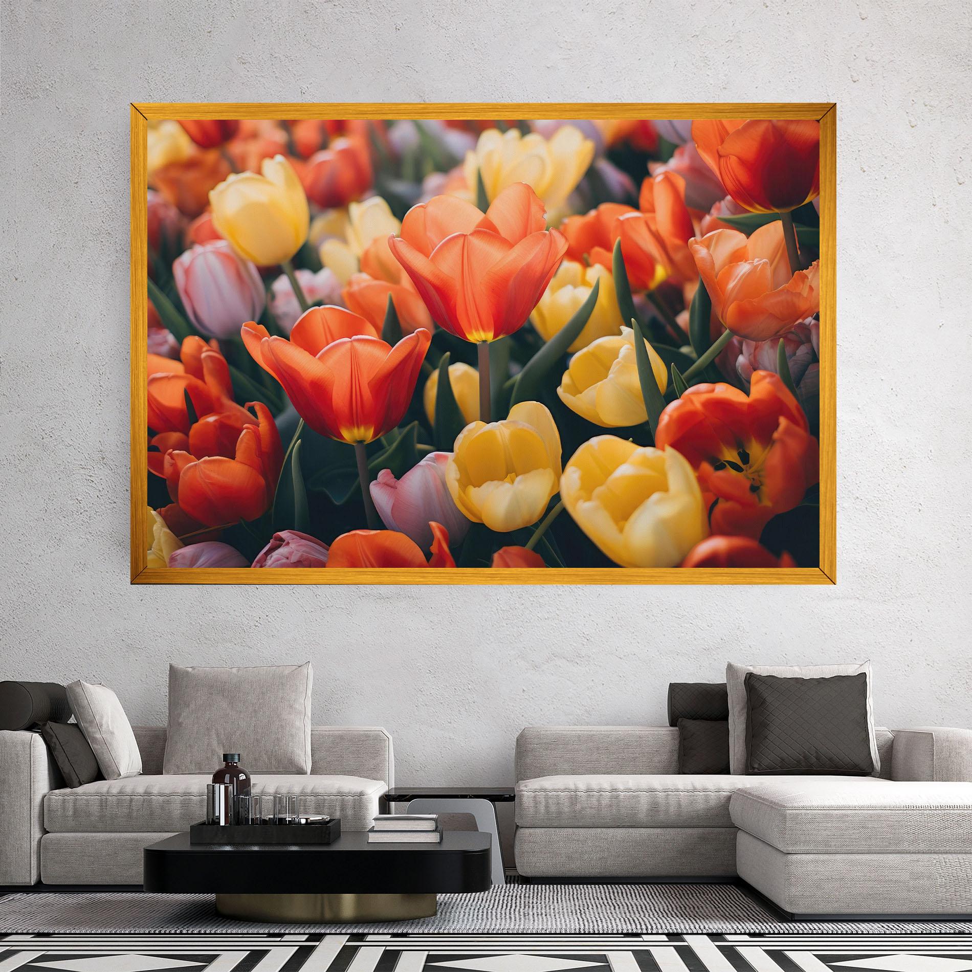 Leinwandbild Orange Yellow Tulips mockup 2