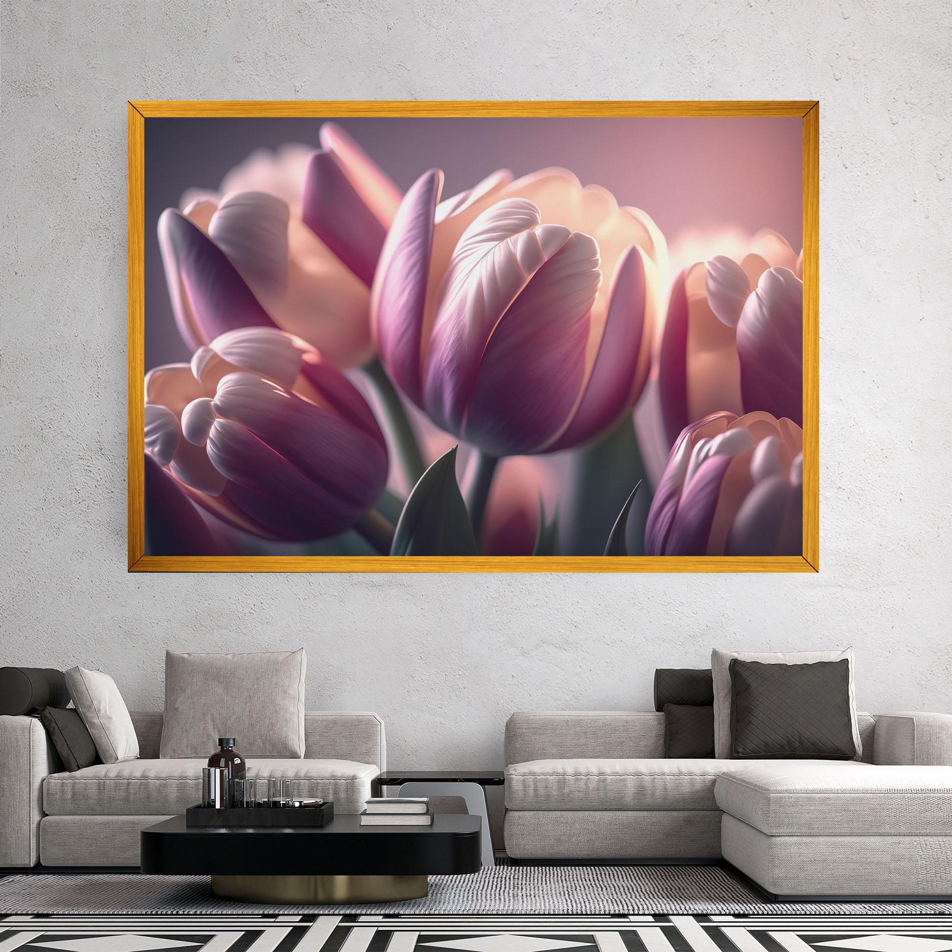 Leinwandbild Pastel Pink Tulips mockup 2