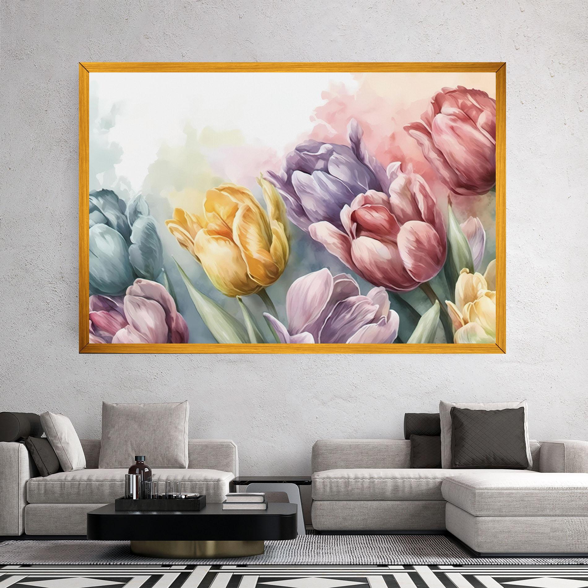 Leinwandbild Pastel Tulips mockup 2
