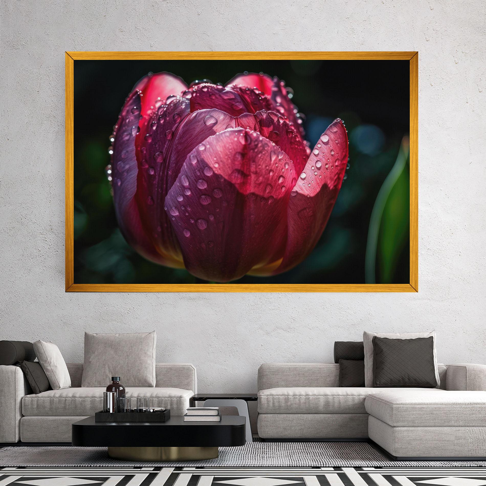 Leinwandbild Pink Tulip After Rain mockup 2